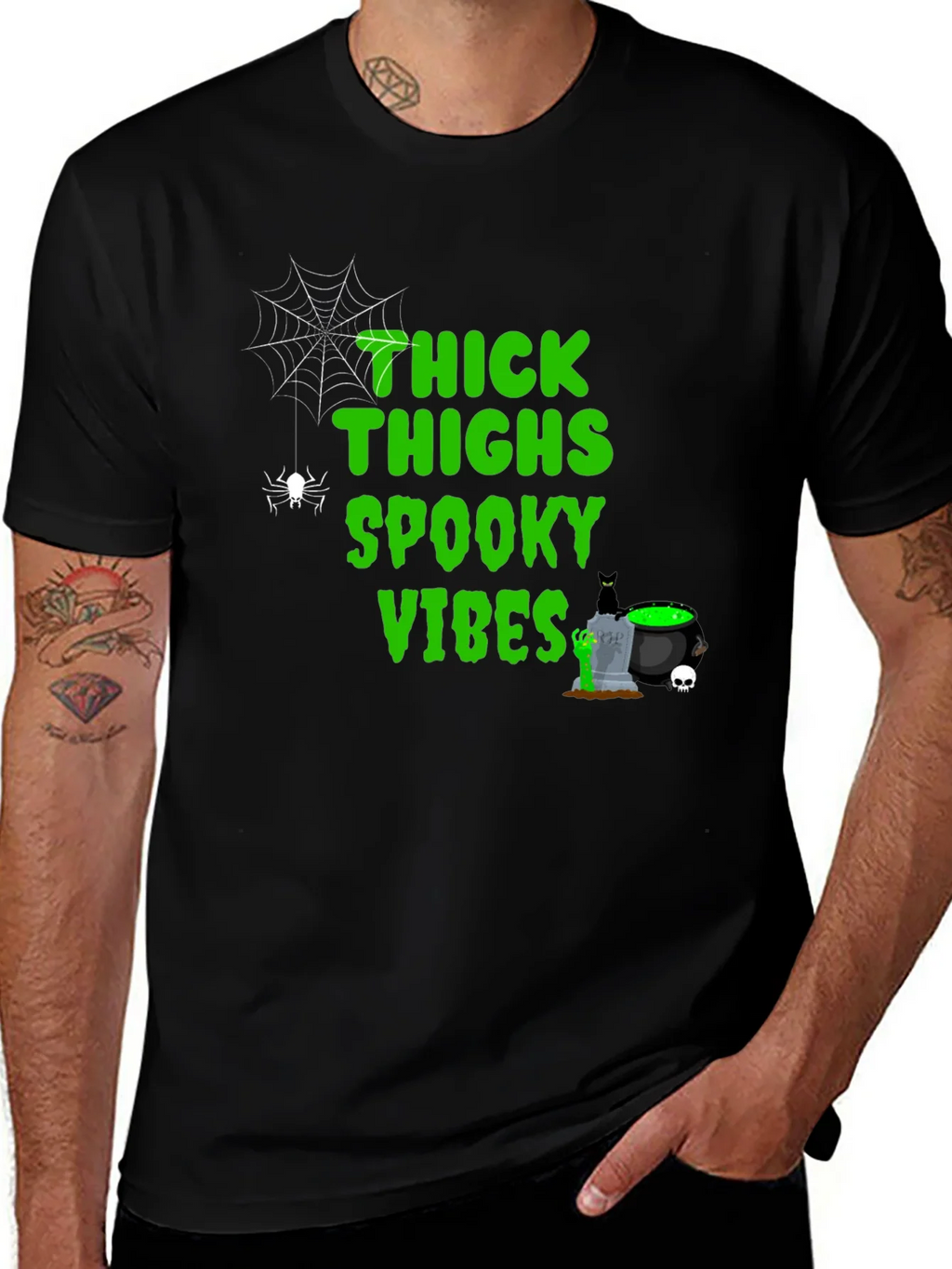 Thick Thighs Spooky Vibes Halloween T-Shirt product image 1