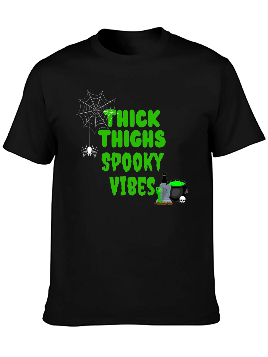 Thick Thighs Spooky Vibes Halloween T-Shirt product image 3