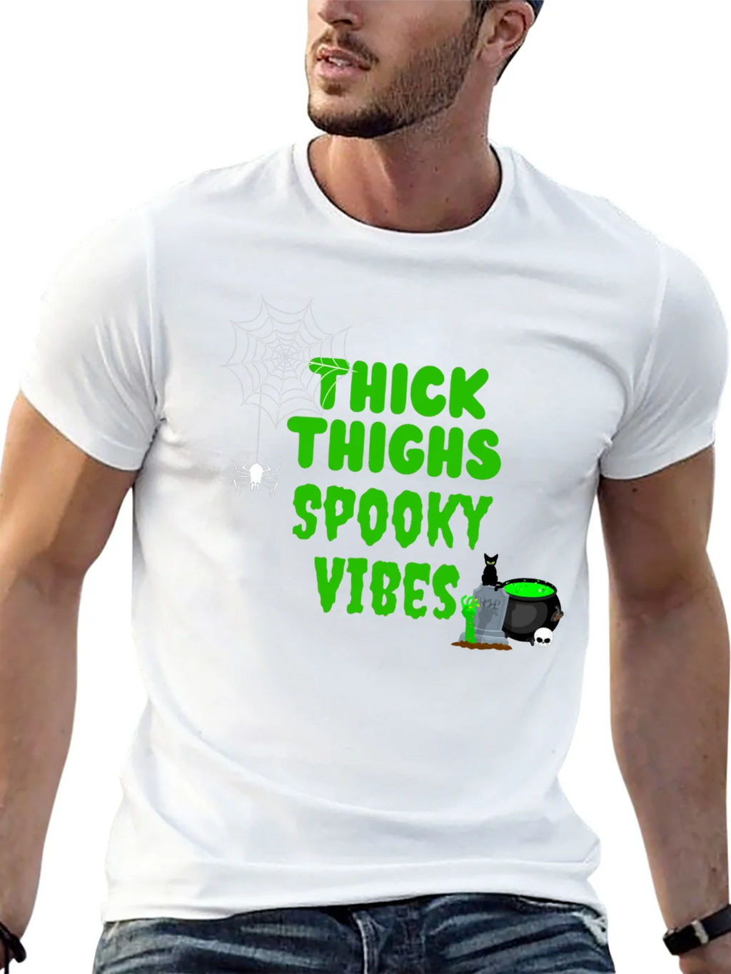 Thick Thighs Spooky Vibes Halloween T-Shirt product image 12