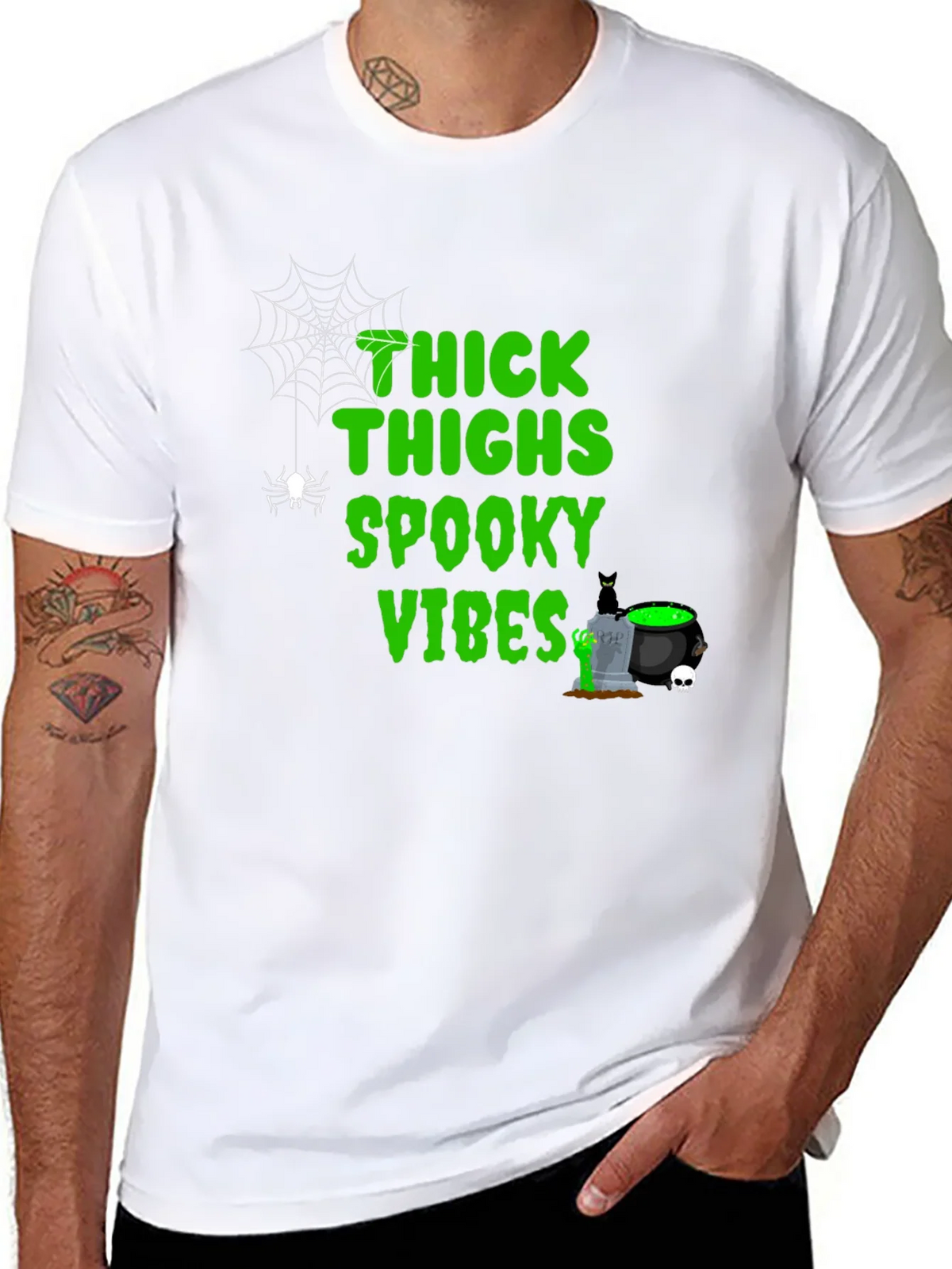 Thick Thighs Spooky Vibes Halloween T-Shirt product image 7