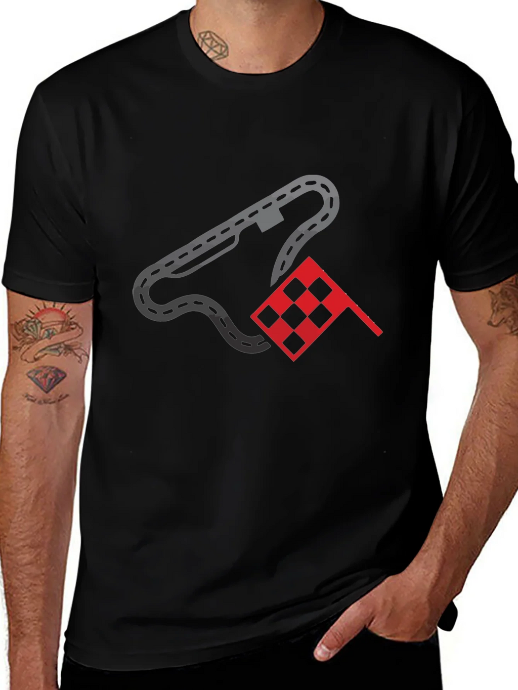 Racing Track & Flag Graphic Tee - Motorsport Fan Shirt product image 1