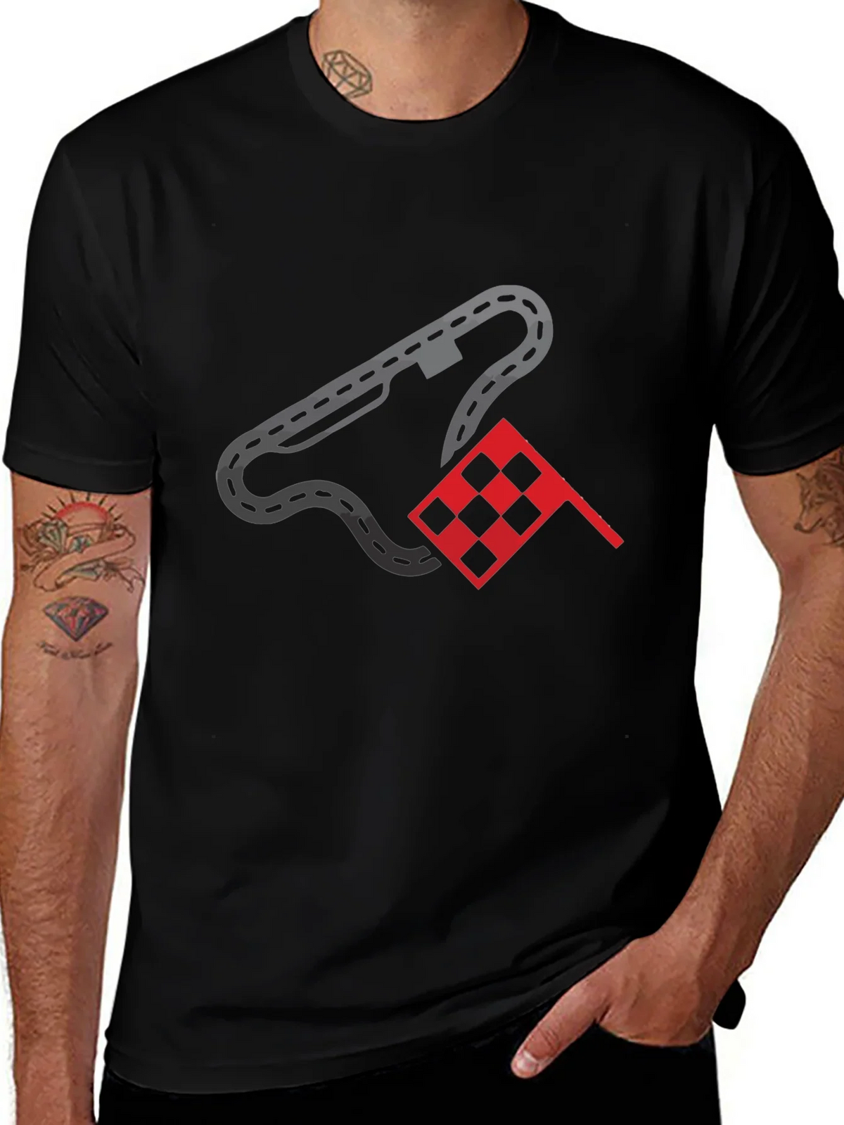 Racing Track & Flag Graphic Tee - Motorsport Fan Shirt product image 1
