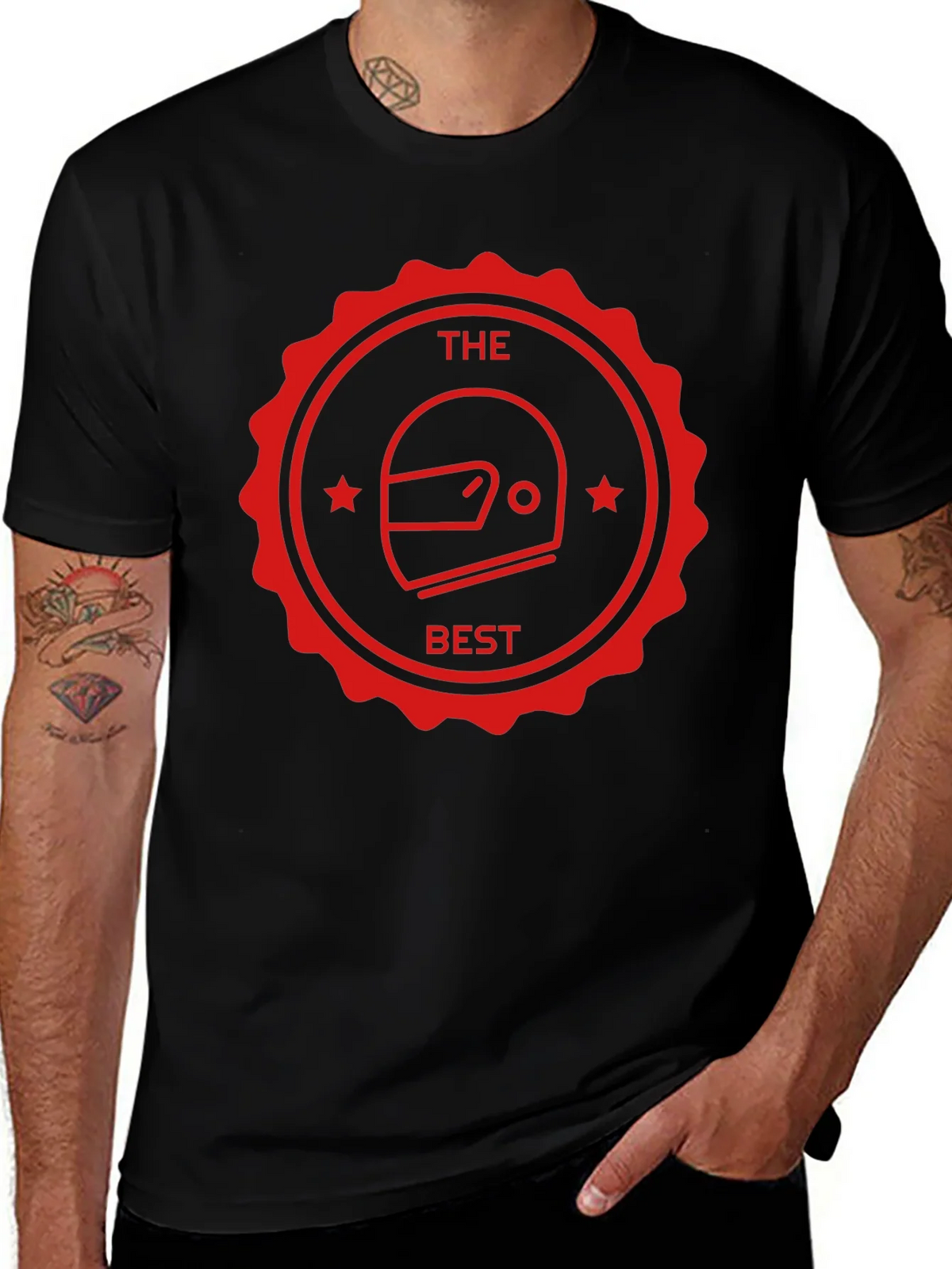 The Best Helmet T-Shirt - Black Crew Neck Tee product image 1