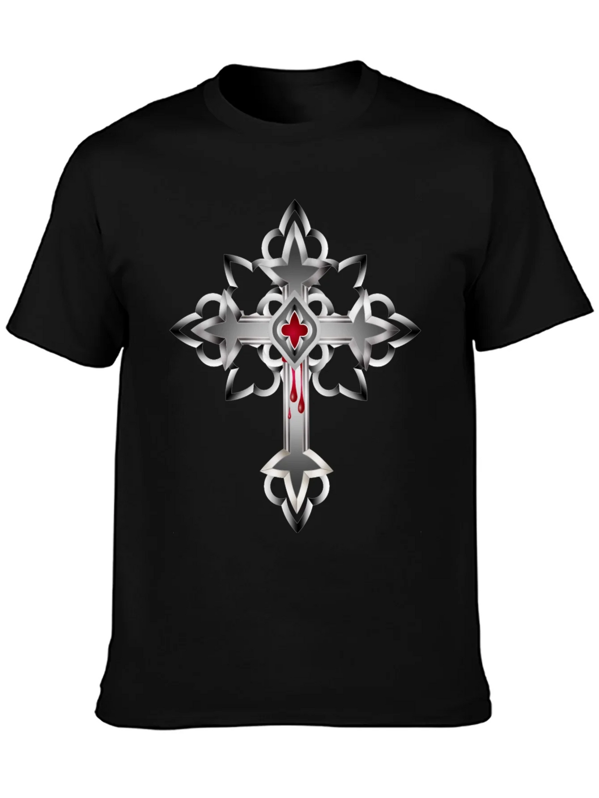 Gothic Cross Graphic T-Shirt - Mens Black Tee product image 3