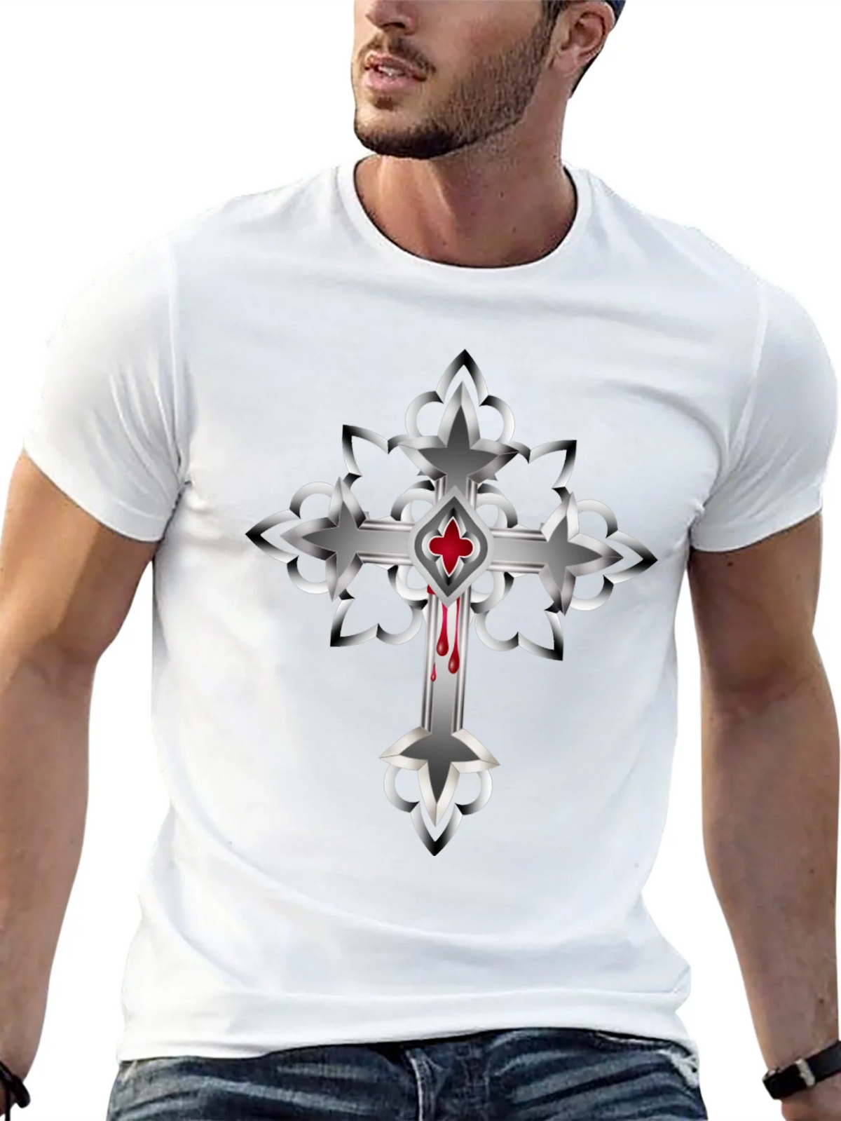 Gothic Cross Graphic T-Shirt - Mens Black Tee product image 12