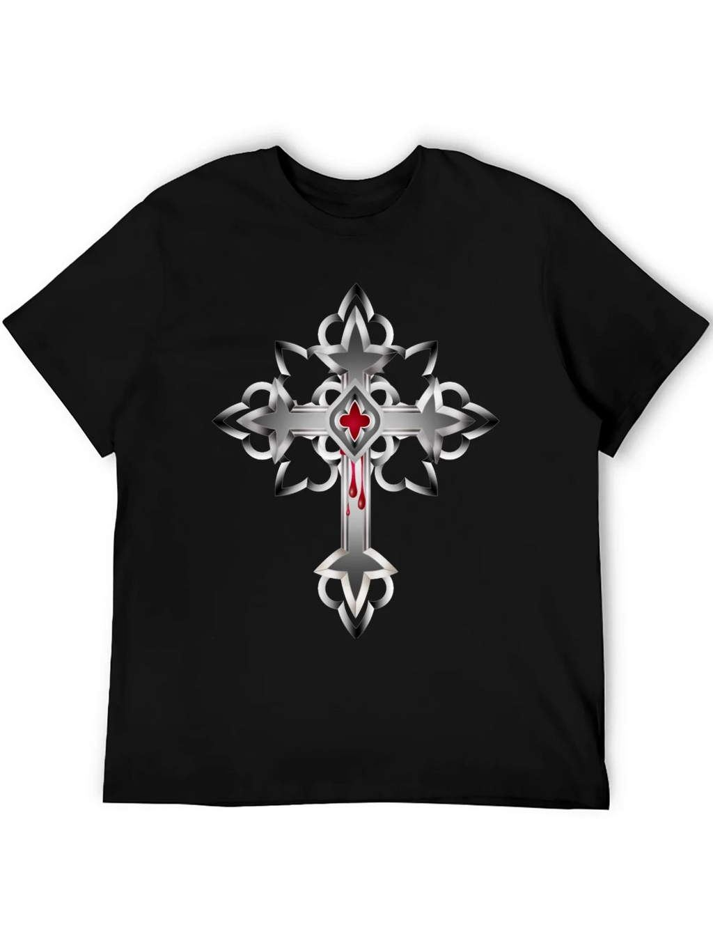 Gothic Cross Graphic T-Shirt - Mens Black Tee product image 5