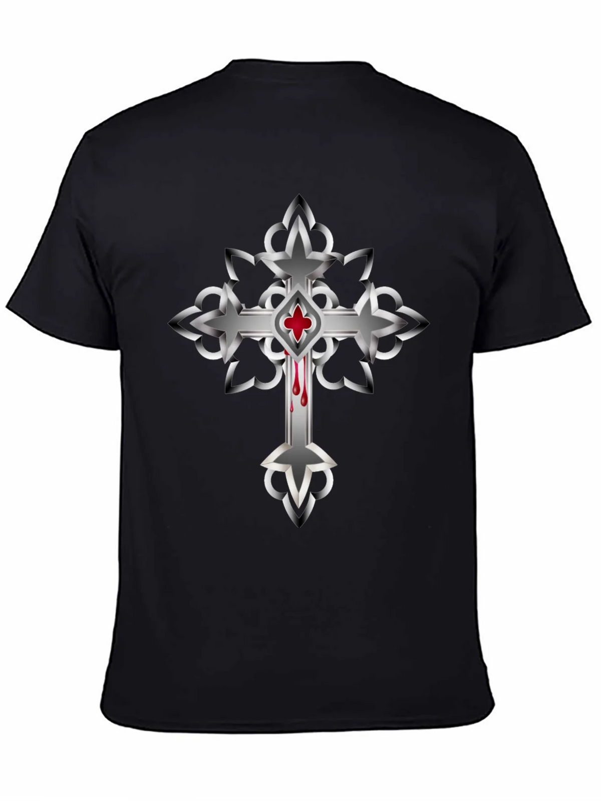 Gothic Cross Graphic T-Shirt - Mens Black Tee product image 4