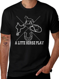 A Little Horse Play Black Graphic Tee