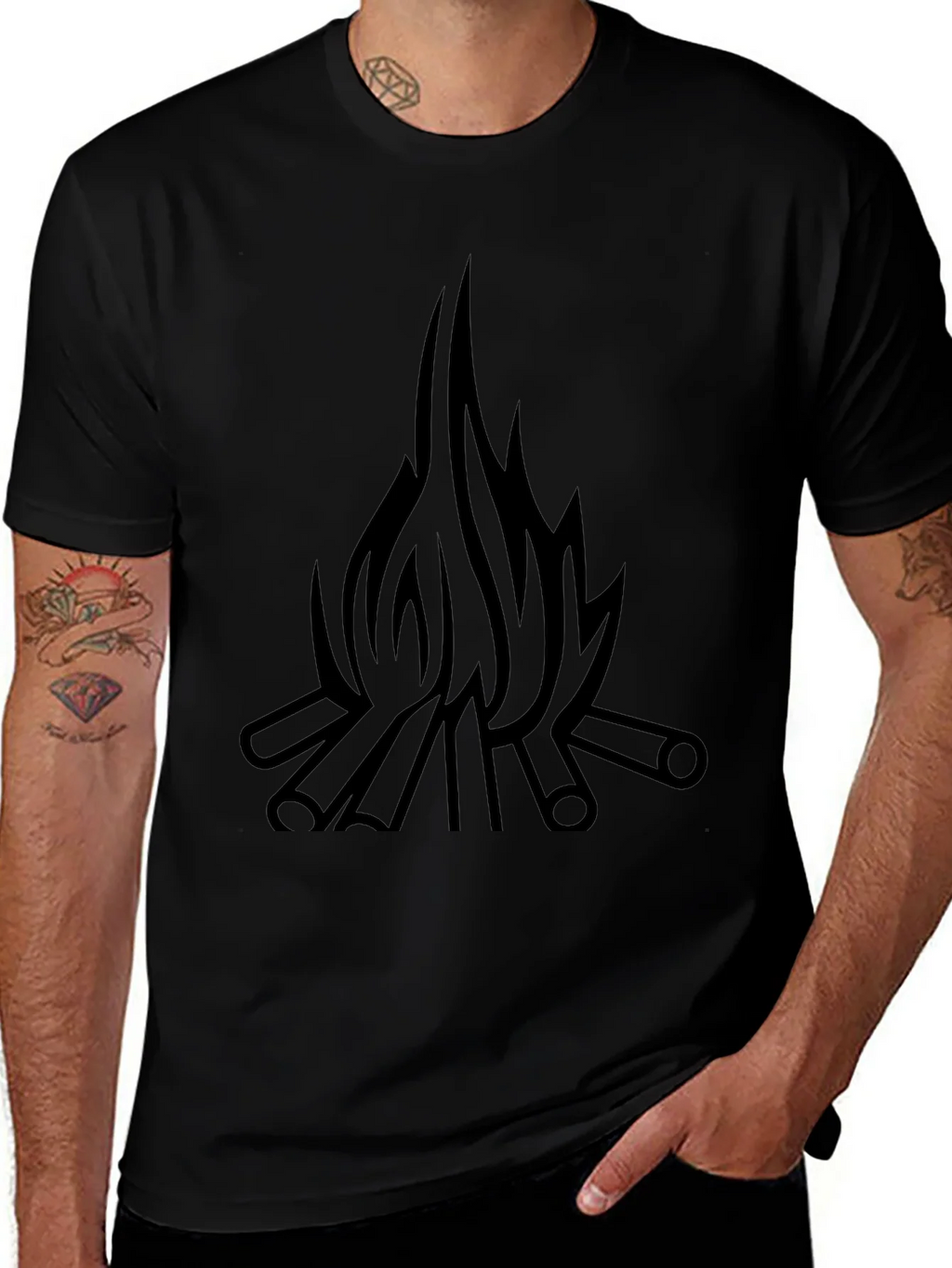 Campfire Graphic T-Shirt - Black Cotton Tee product image 1