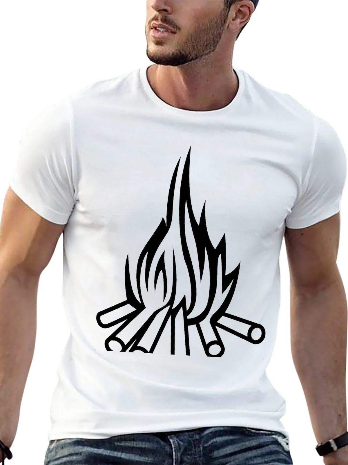 Campfire Graphic T-Shirt - Black Cotton Tee product image 12