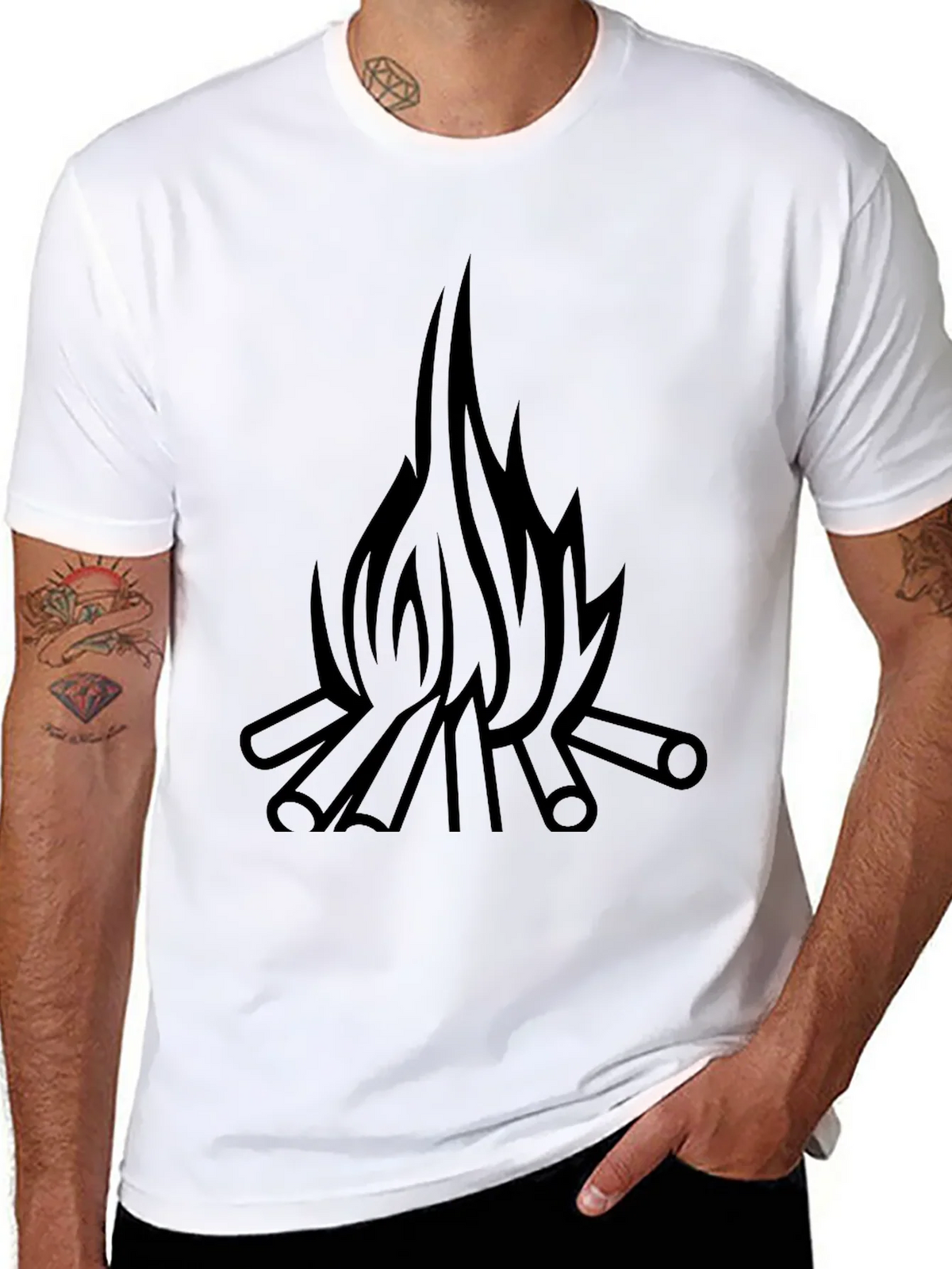 Campfire Graphic T-Shirt - Black Cotton Tee product image 7