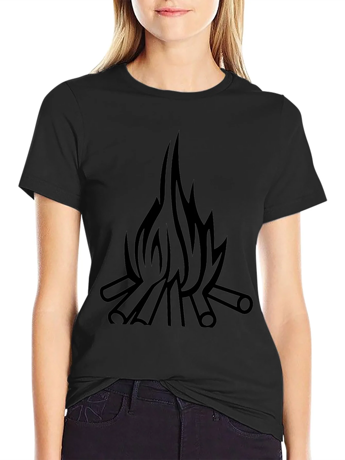 Campfire Graphic T-Shirt - Black Cotton Tee product image 2