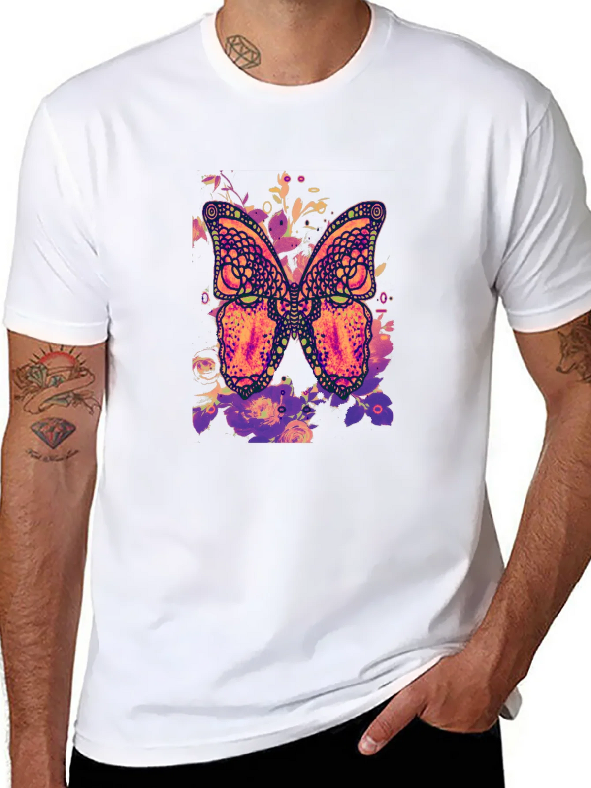 Butterfly Floral Graphic Print T-Shirt product image 7
