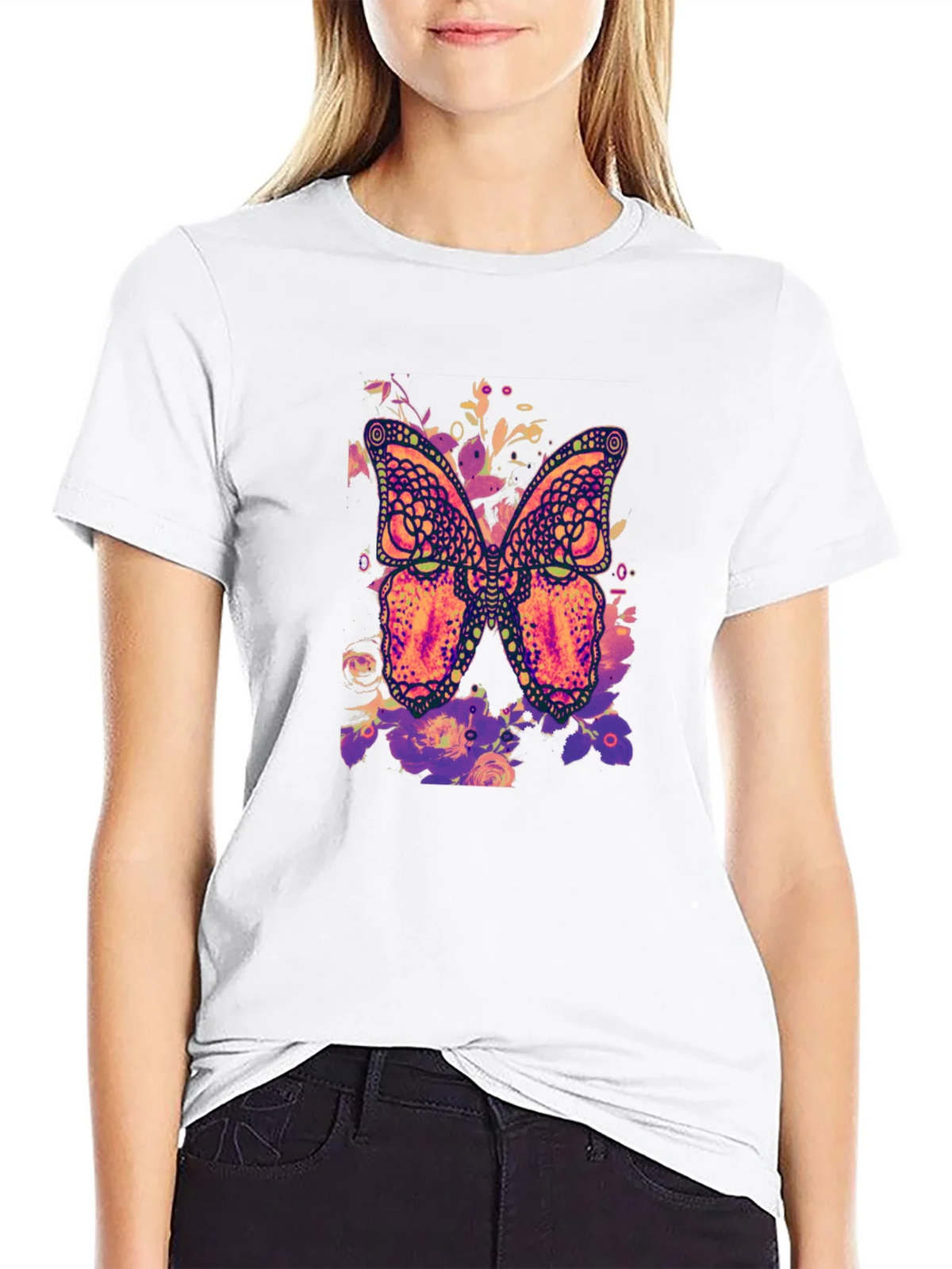 Butterfly Floral Graphic Print T-Shirt product image 8