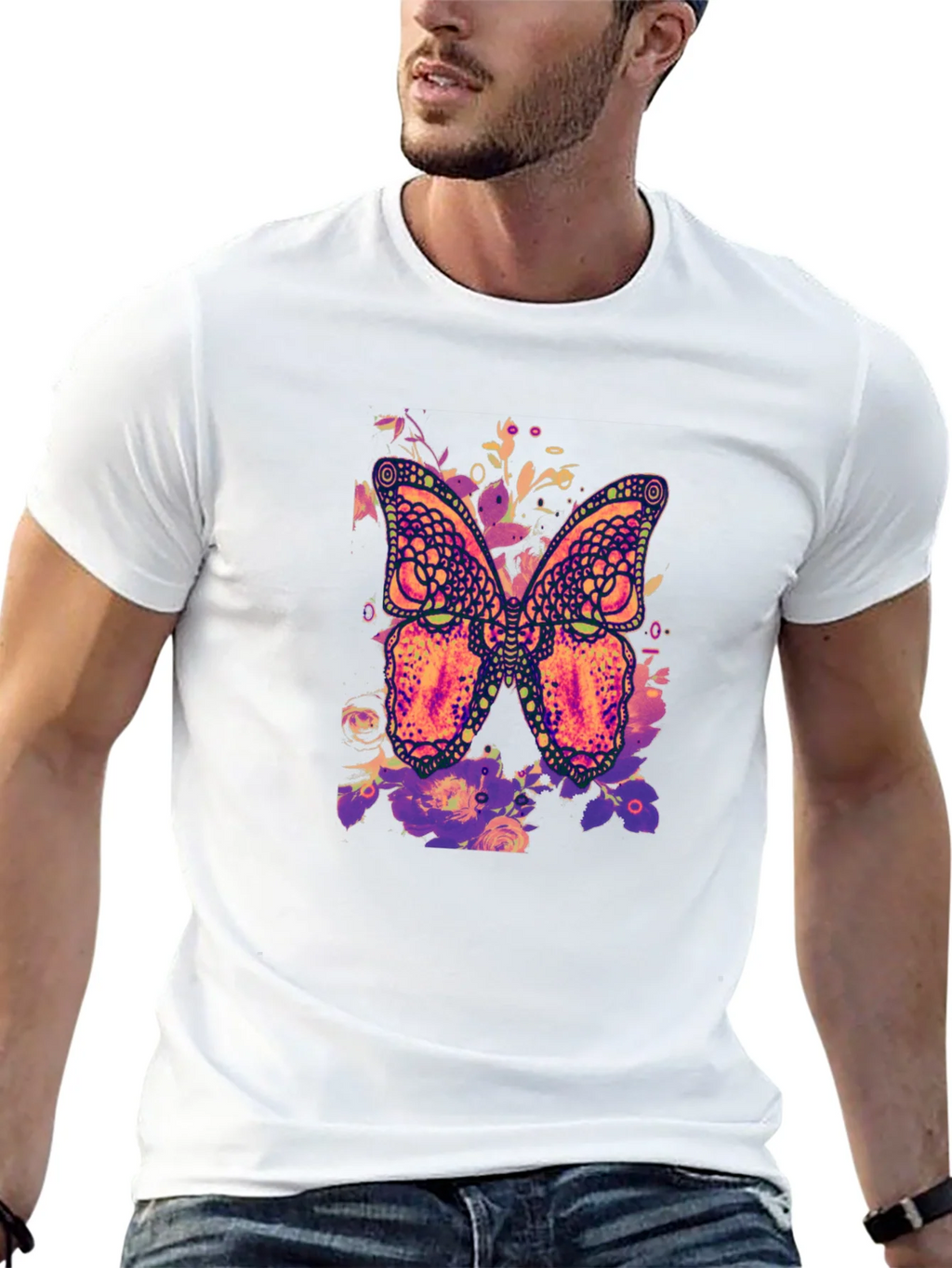 Butterfly Floral Graphic Print T-Shirt product image 12
