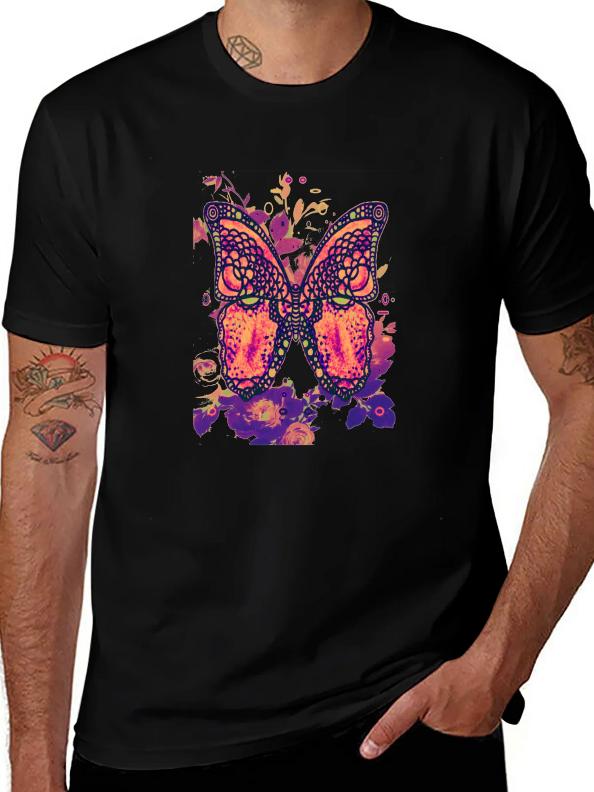 Butterfly Floral Graphic Print T-Shirt product image 1