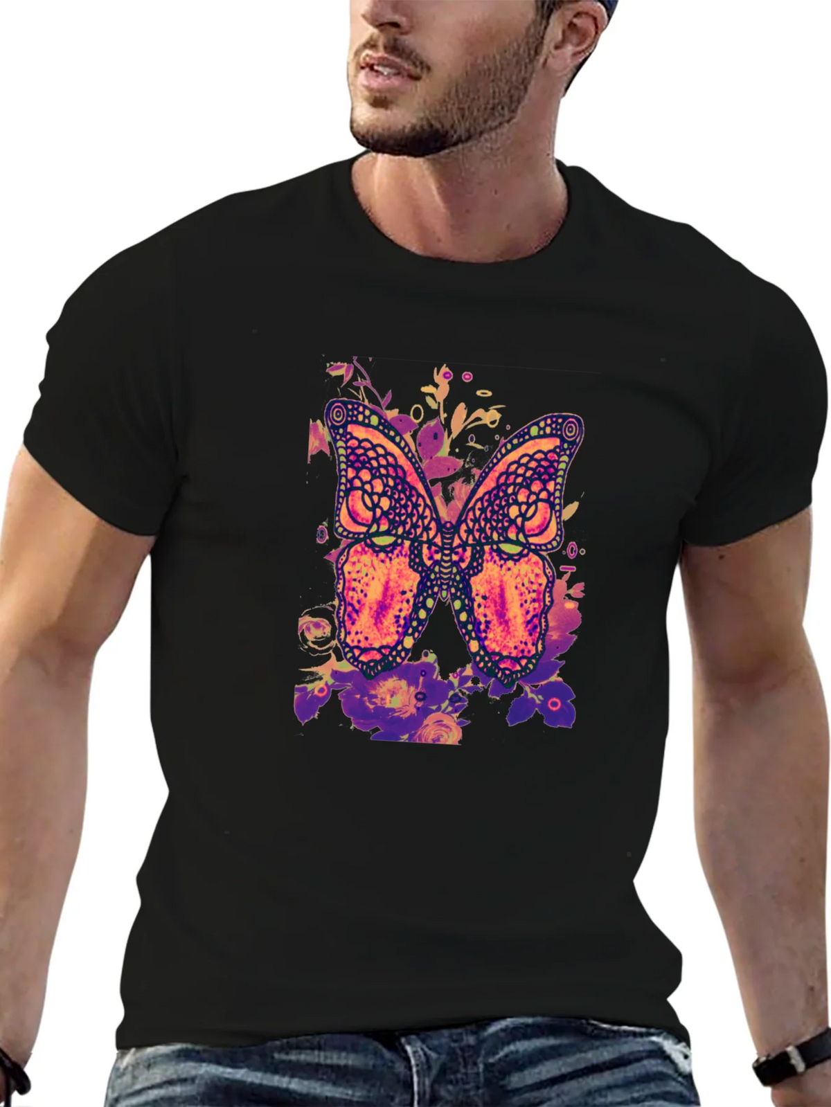 Butterfly Floral Graphic Print T-Shirt product image 6