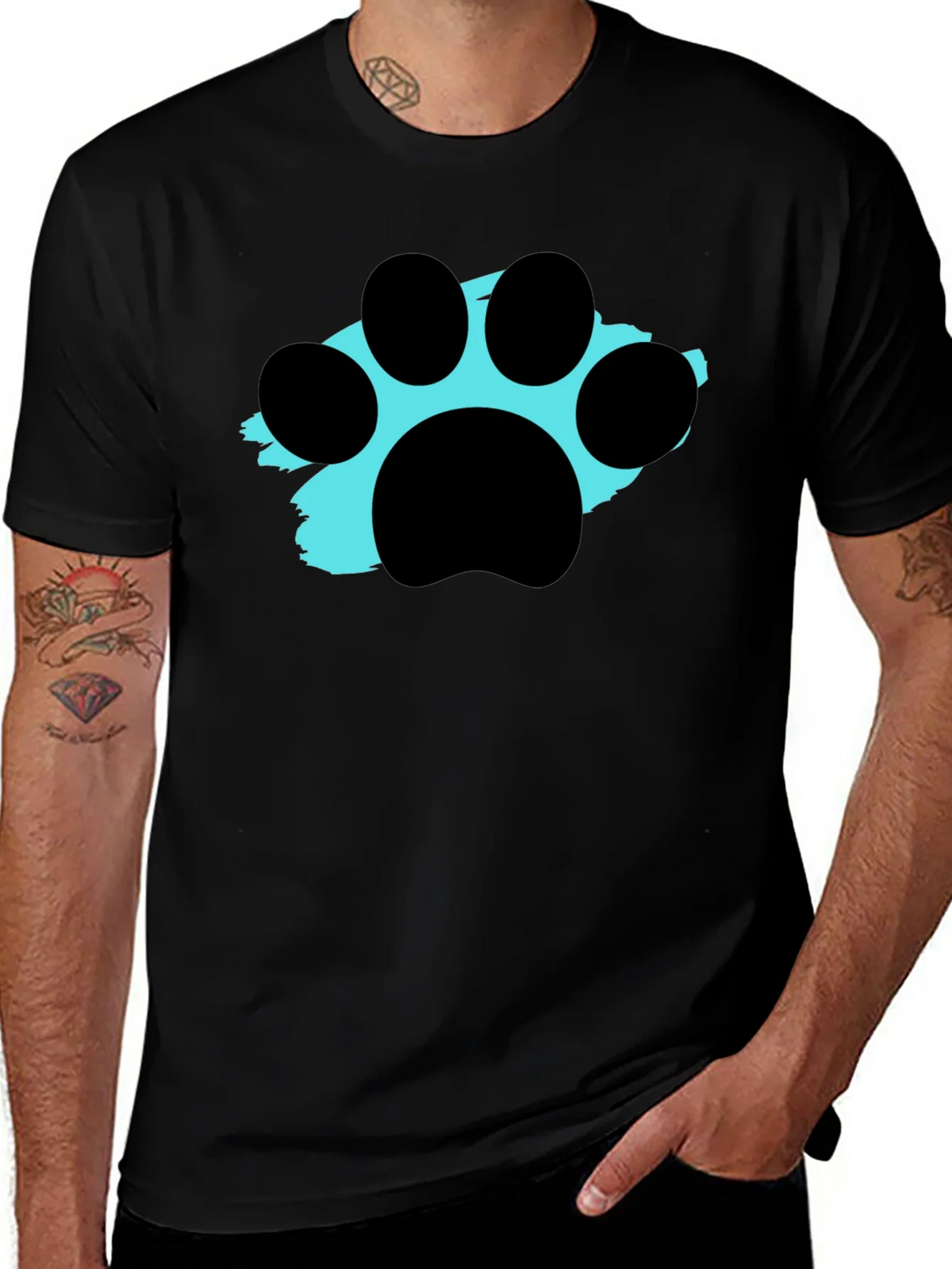 Paw Print Graphic Tee - Black Crewneck T-Shirt product image 1