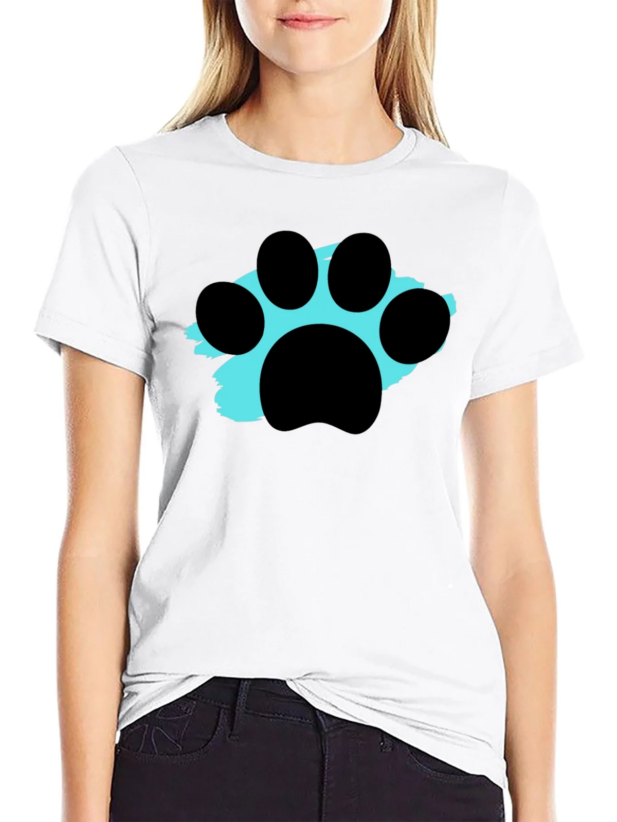 Paw Print Graphic Tee - Black Crewneck T-Shirt product image 8
