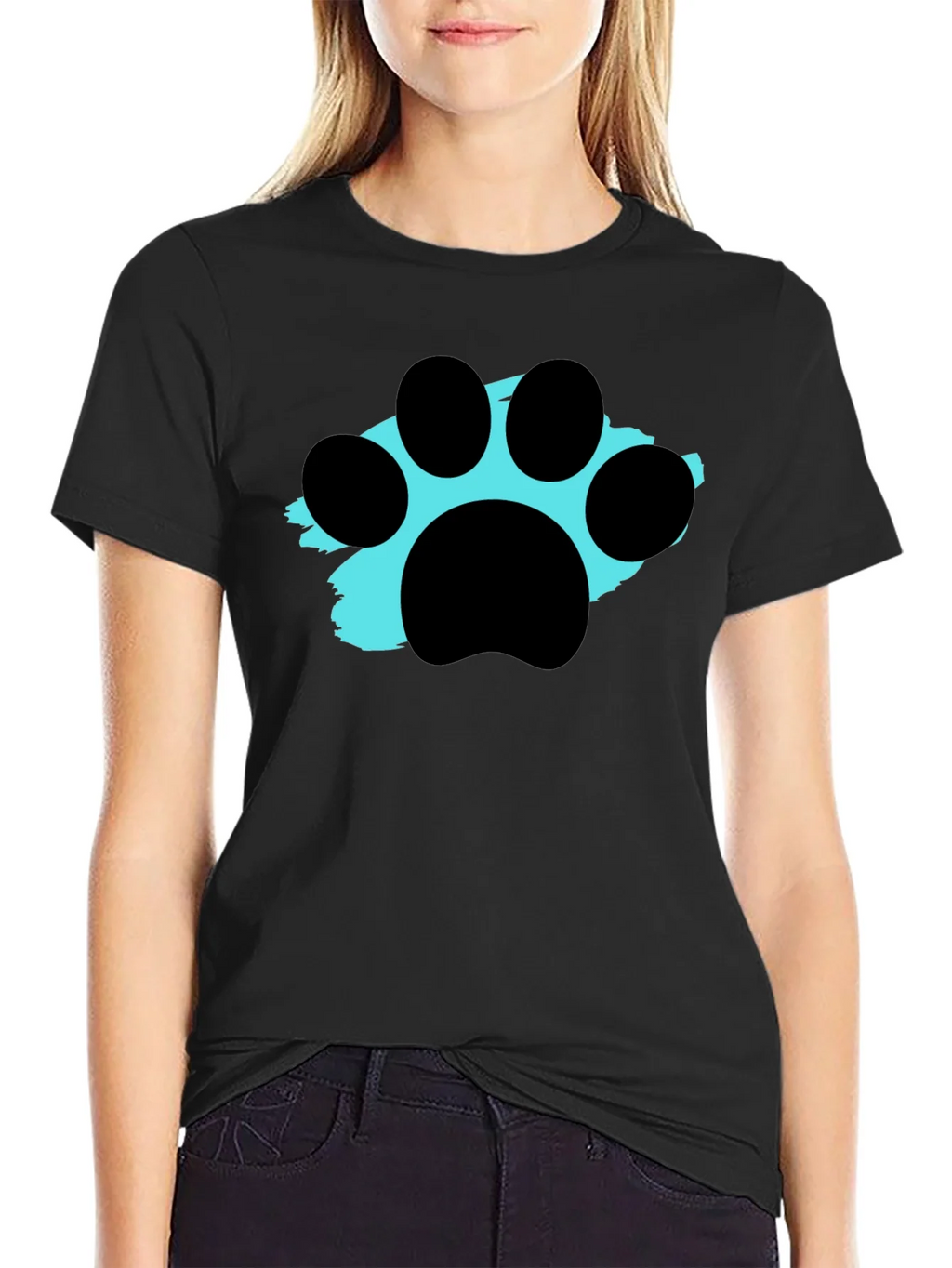 Paw Print Graphic Tee - Black Crewneck T-Shirt product image 2