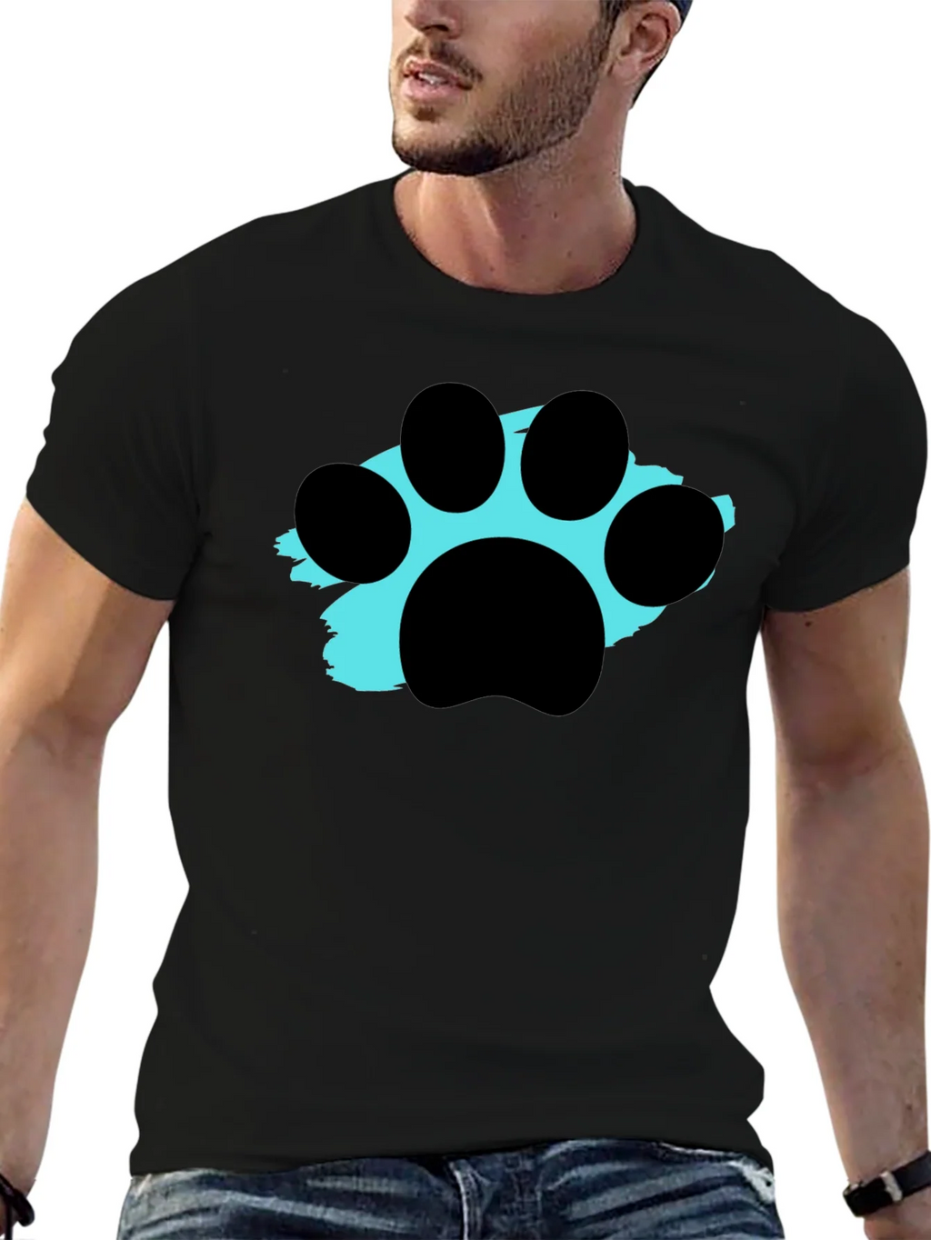 Paw Print Graphic Tee - Black Crewneck T-Shirt product image 6
