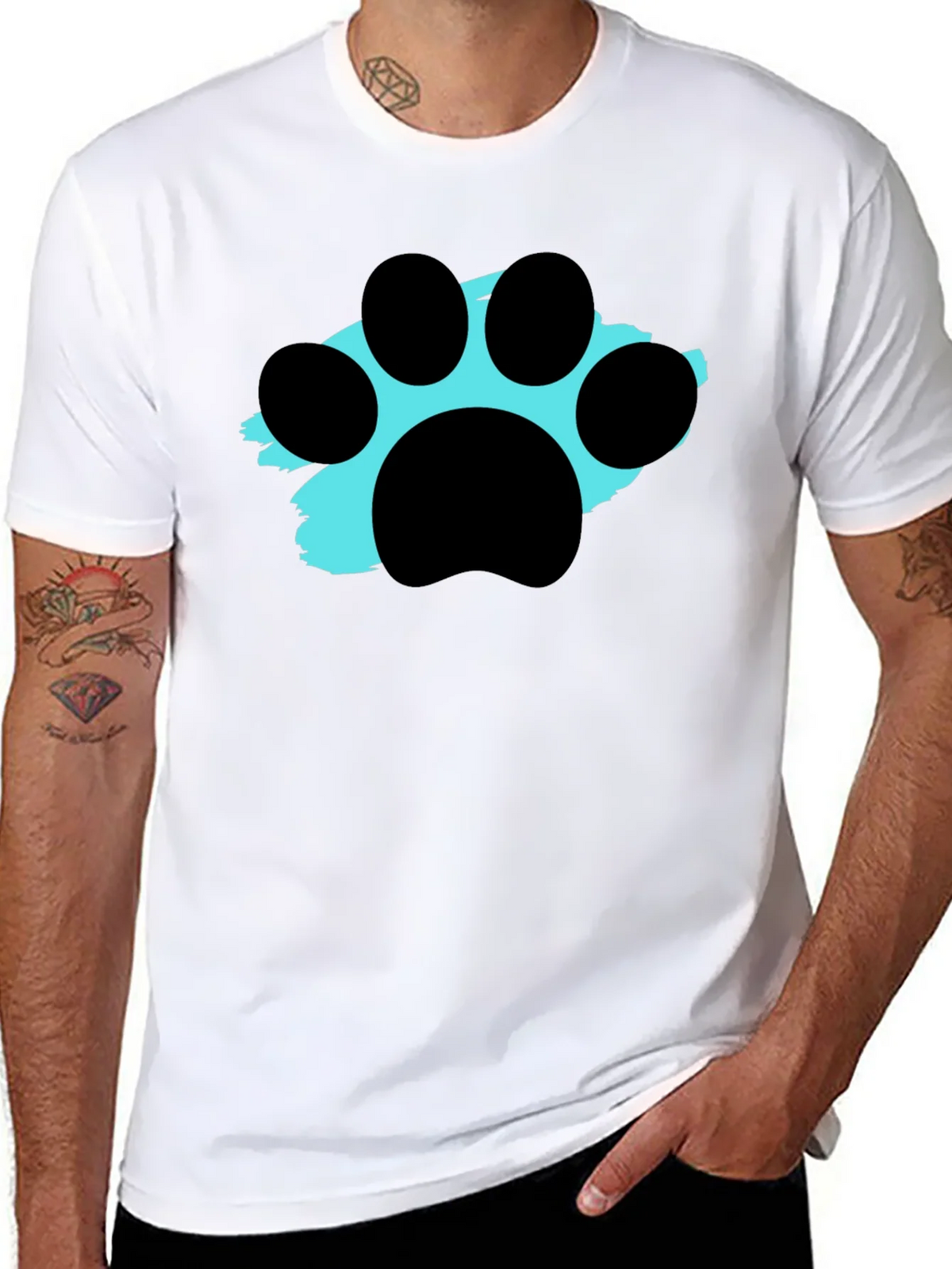 Paw Print Graphic Tee - Black Crewneck T-Shirt product image 7