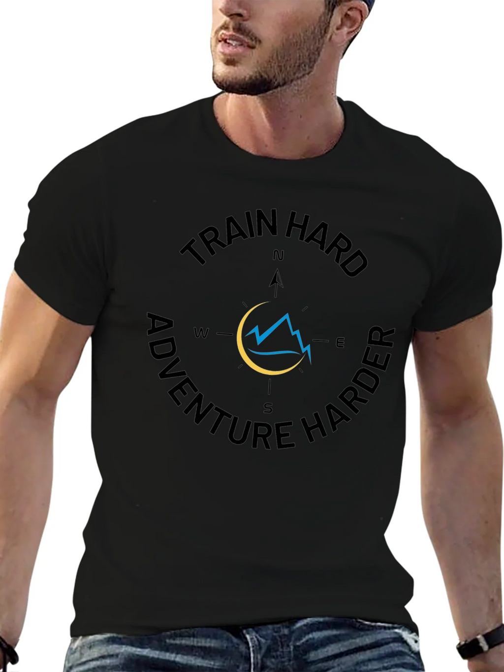 Train Hard Adventure Harder Black Graphic Tee product image 6
