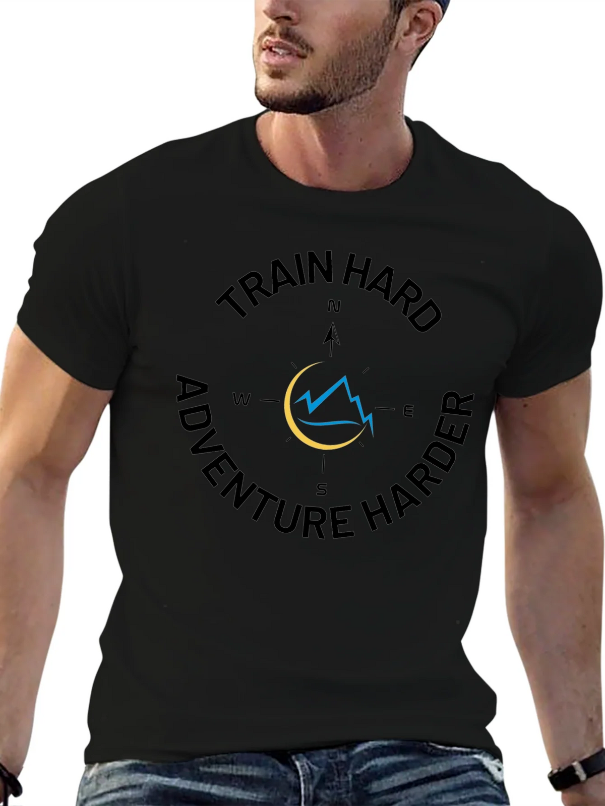 Train Hard Adventure Harder Black Graphic Tee product image 6