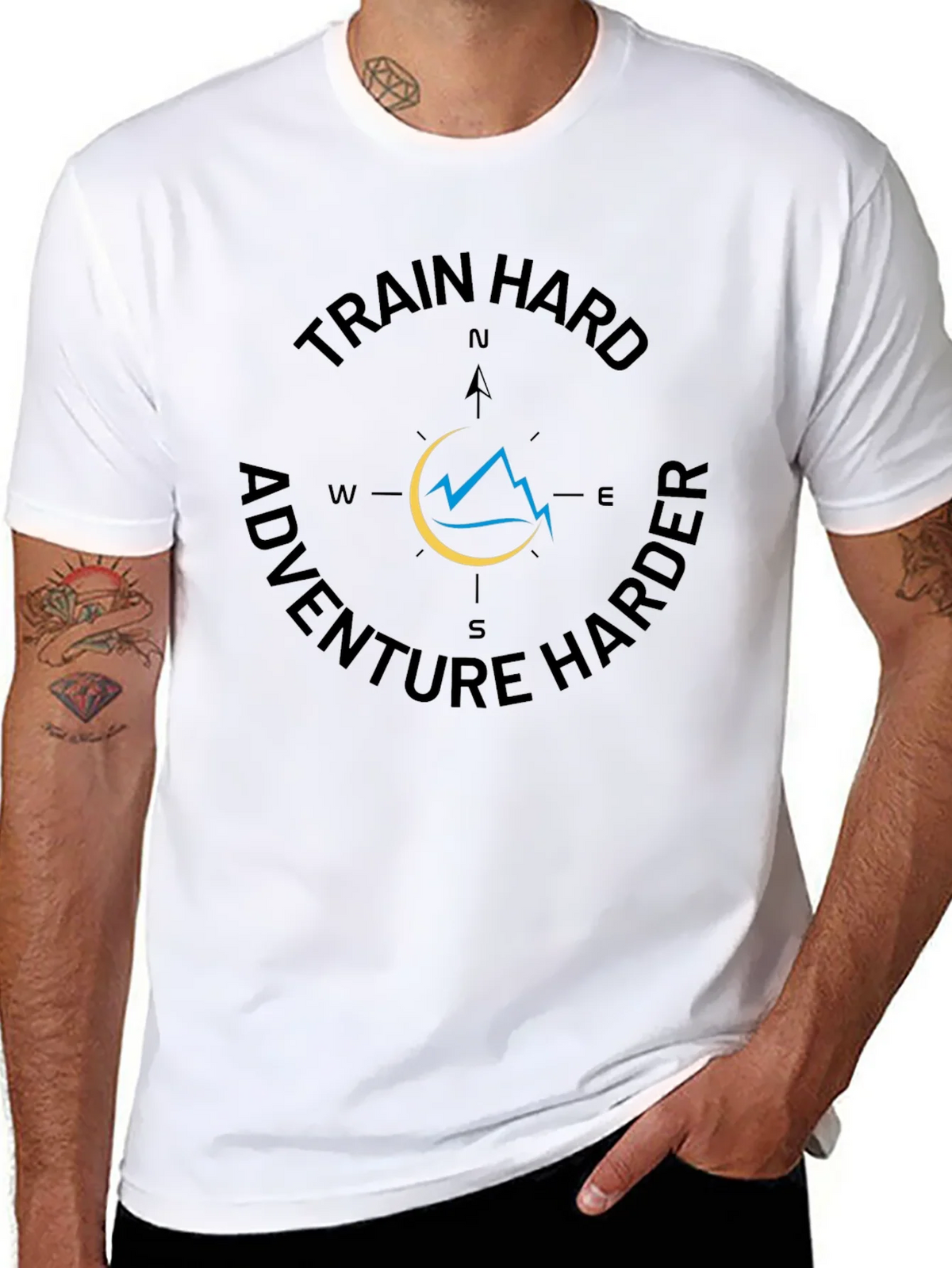 Train Hard Adventure Harder Black Graphic Tee product image 7