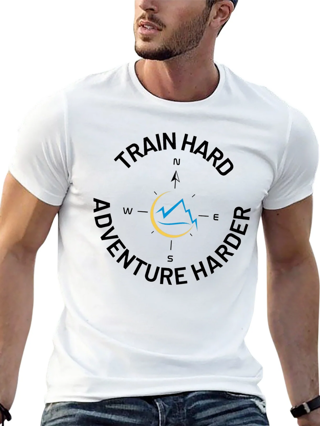 Train Hard Adventure Harder Black Graphic Tee product image 12