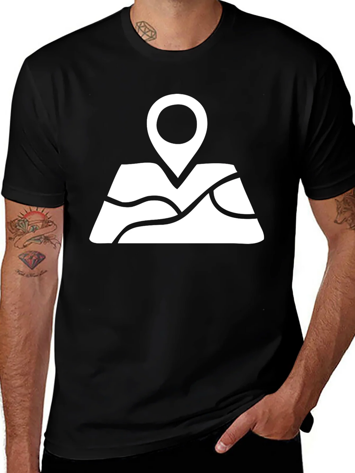 Map Pin Black T-Shirt - Adventure Awaits product image 1