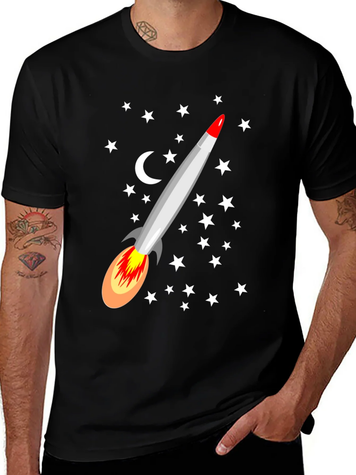 Rocket Starry Night Graphic T-Shirt product image 1