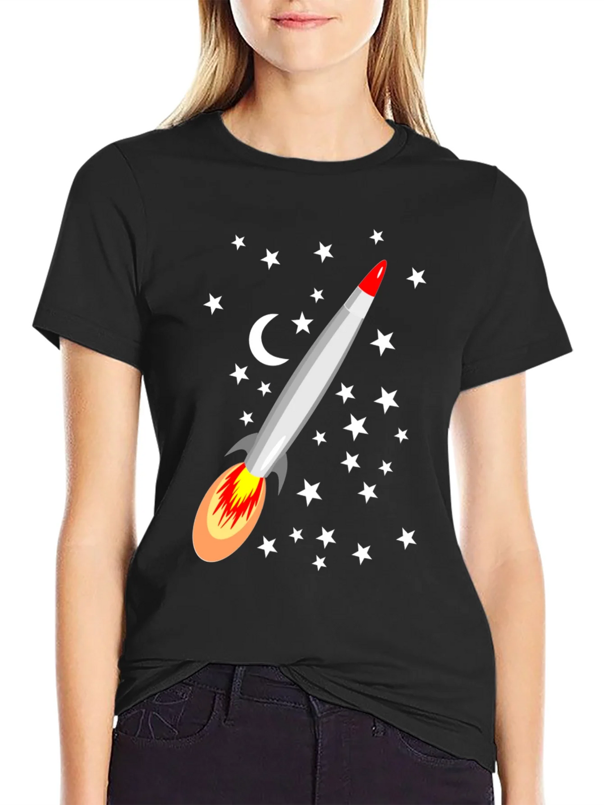 Rocket Starry Night Graphic T-Shirt product image 2