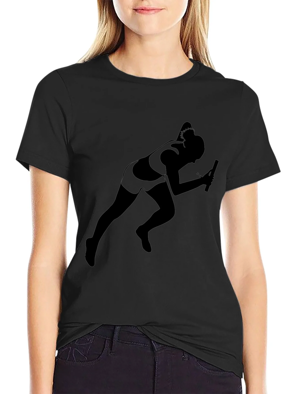 Runner Silhouette T-Shirt - Black Cotton Tee product image 2