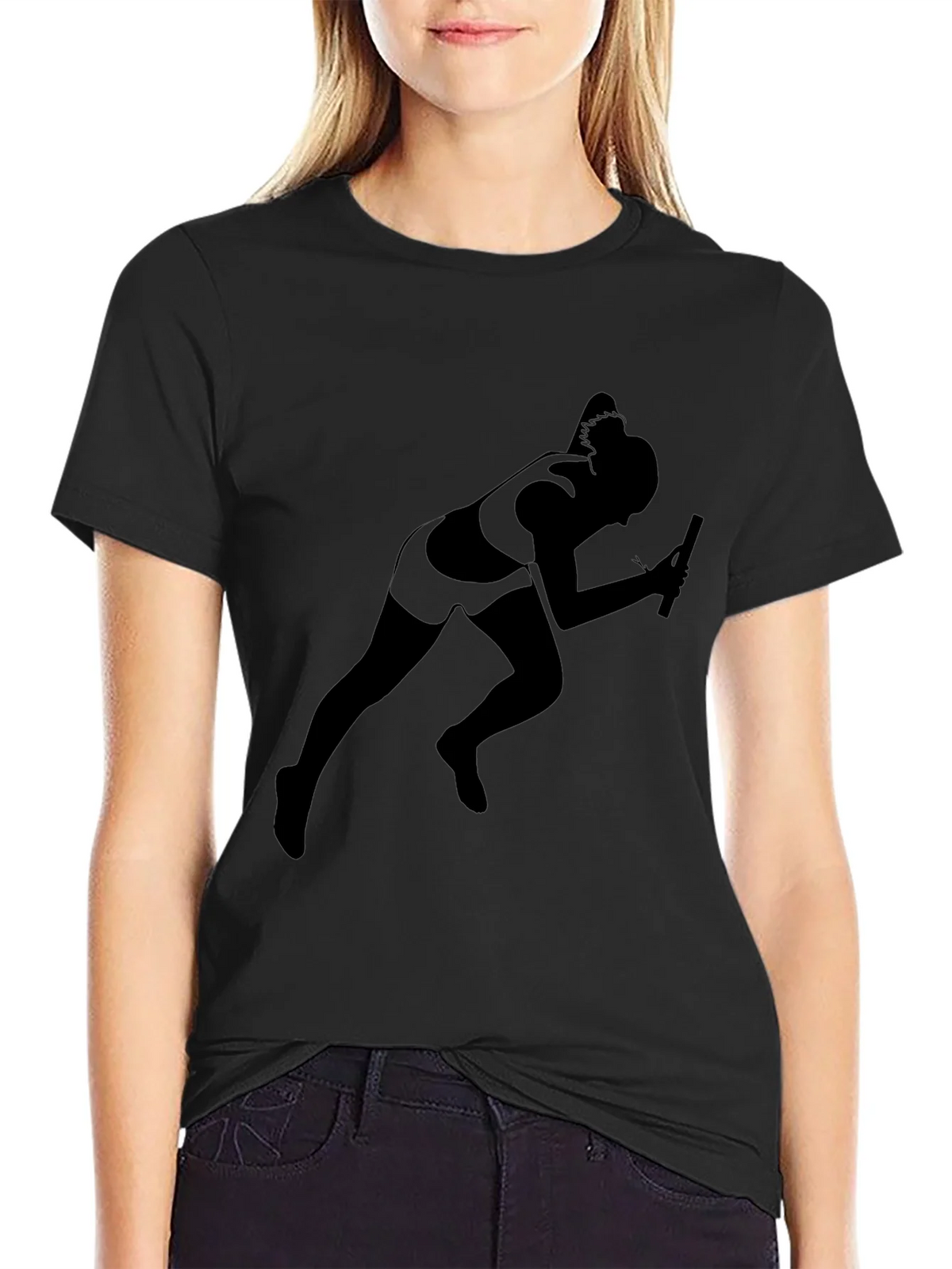 Runner Silhouette T-Shirt - Black Cotton Tee product image 2