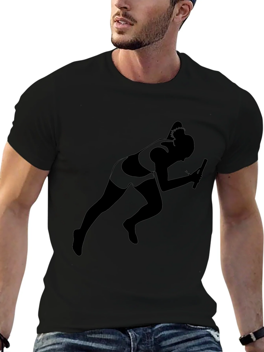 Runner Silhouette T-Shirt - Black Cotton Tee product image 6