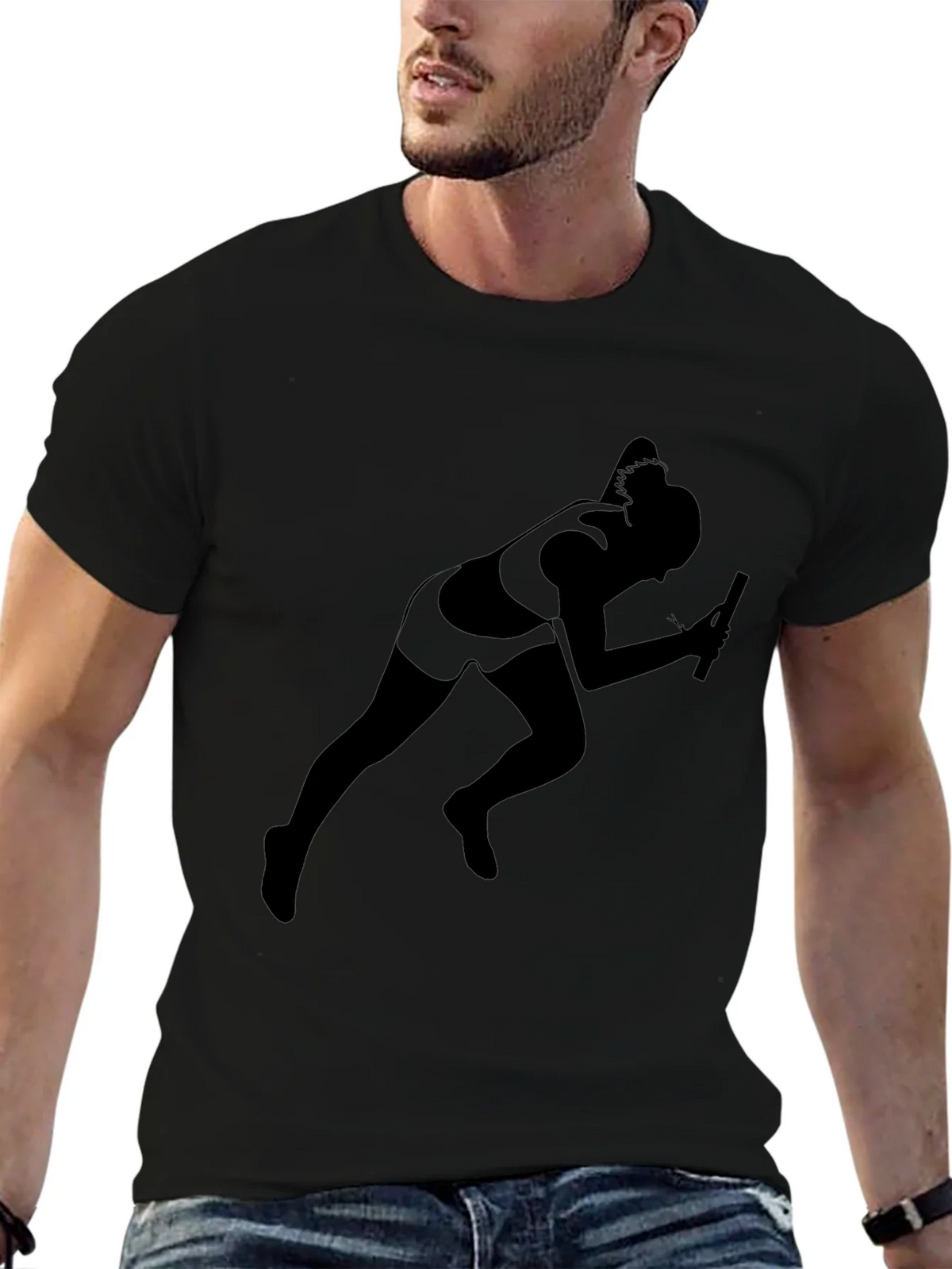 Runner Silhouette T-Shirt - Black Cotton Tee product image 6