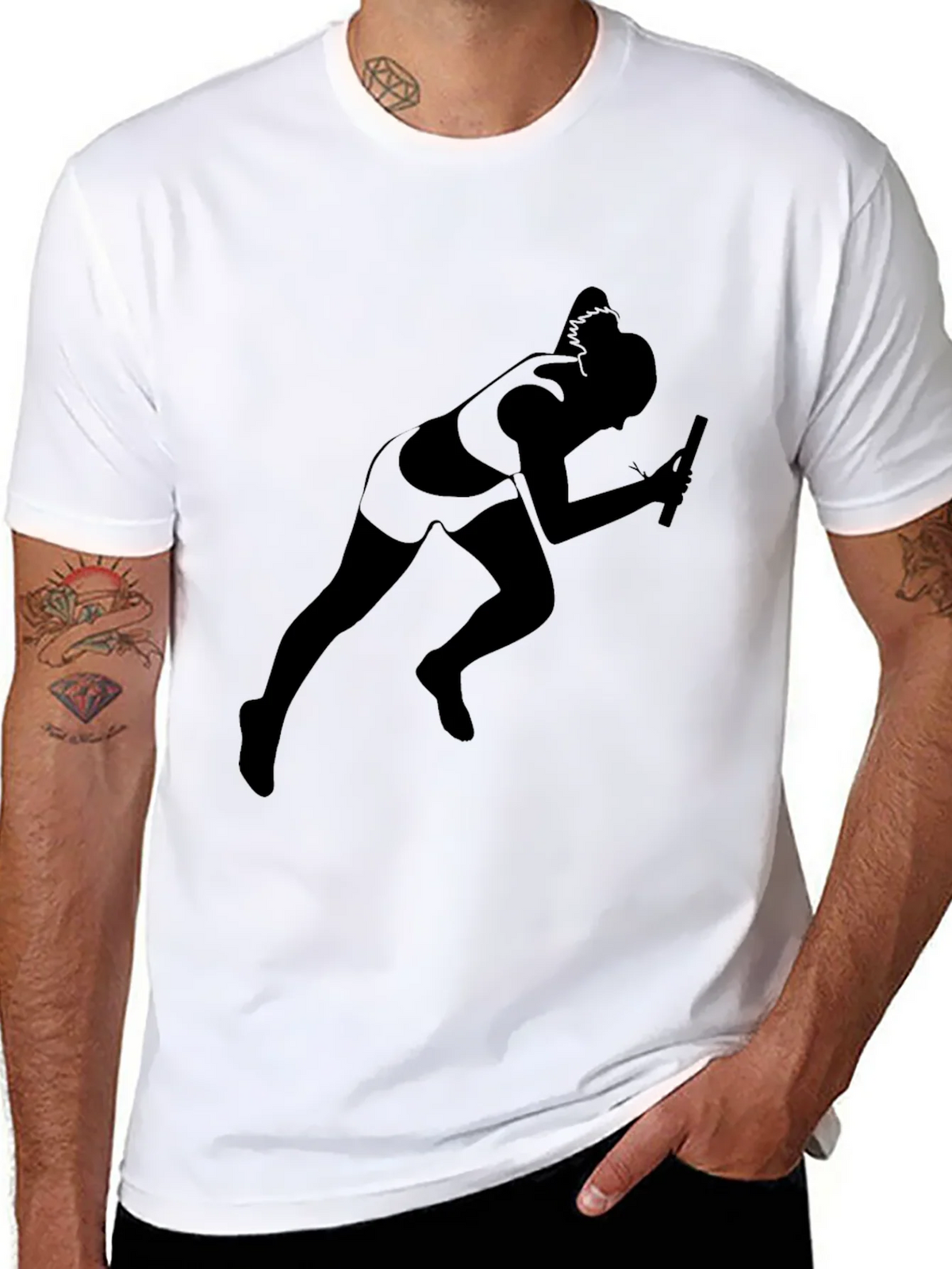 Runner Silhouette T-Shirt - Black Cotton Tee product image 7