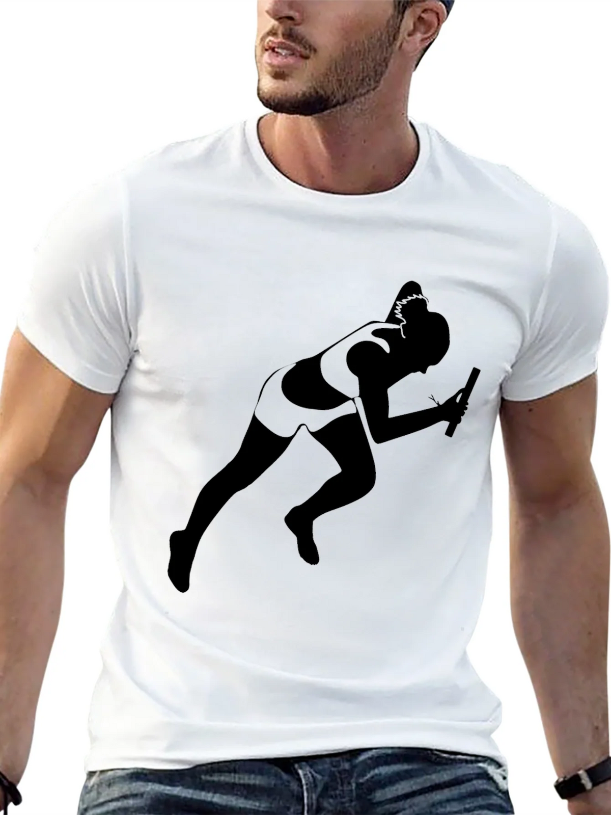 Runner Silhouette T-Shirt - Black Cotton Tee product image 12