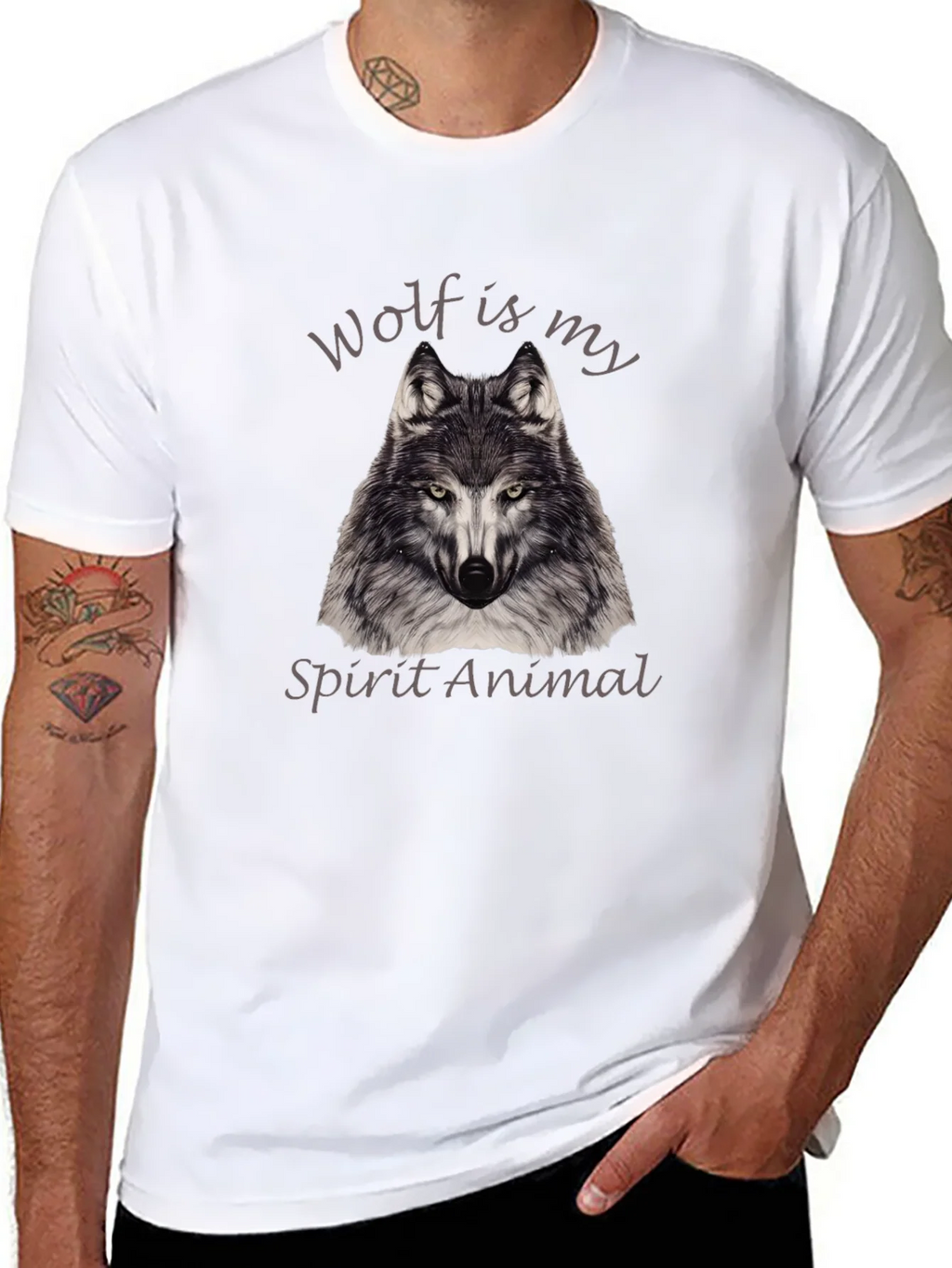 Wolf Spirit Animal Graphic Tee - Black product image 7
