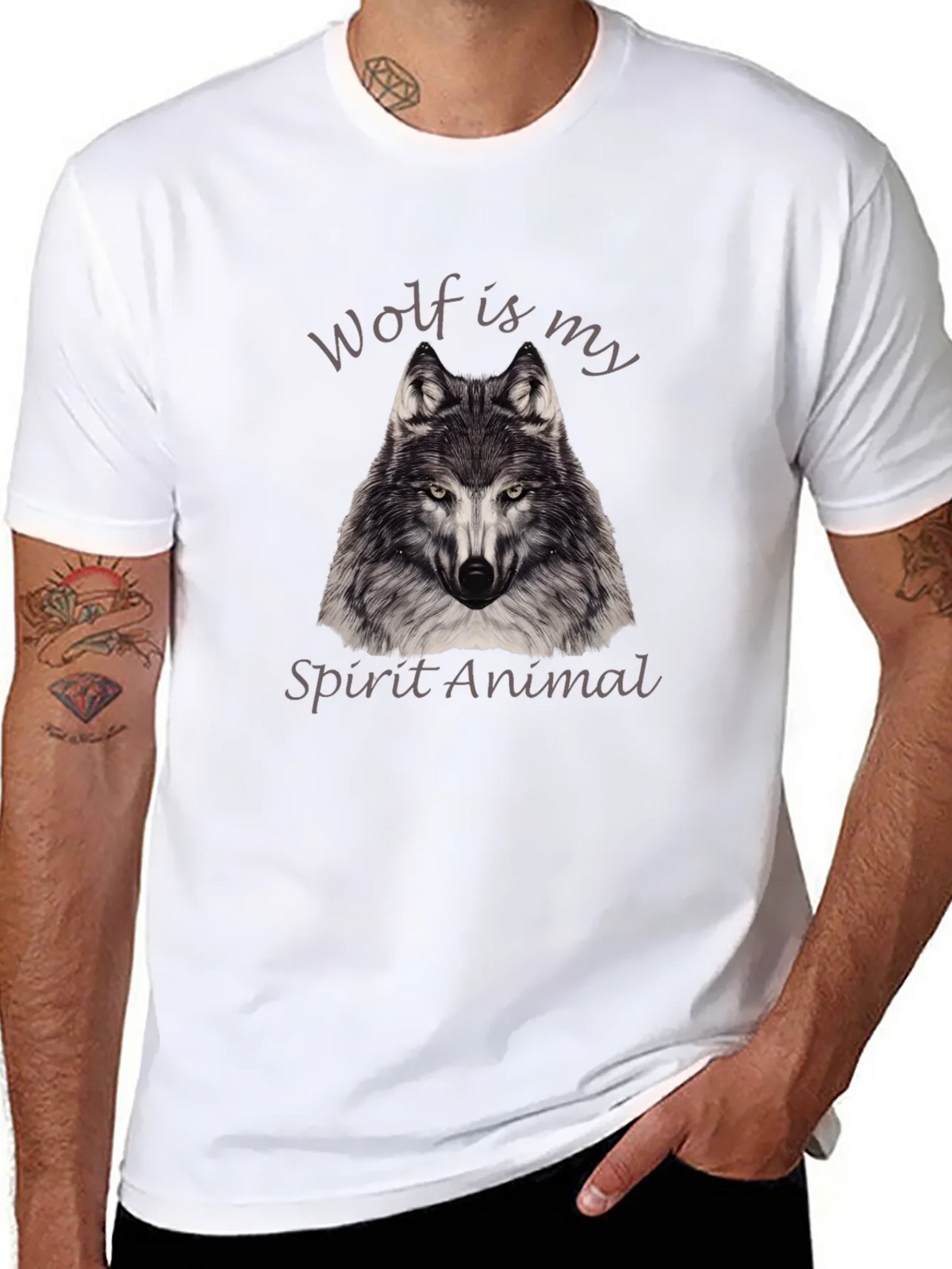 Wolf Spirit Animal Graphic Tee - Black product image 7