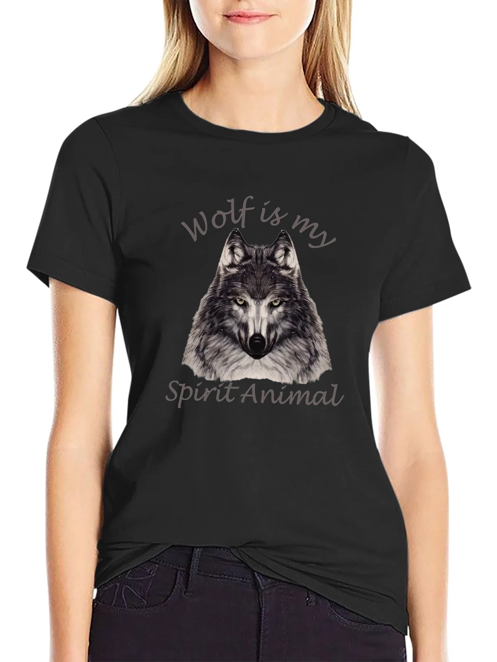 Wolf Spirit Animal Graphic Tee - Black product image 2