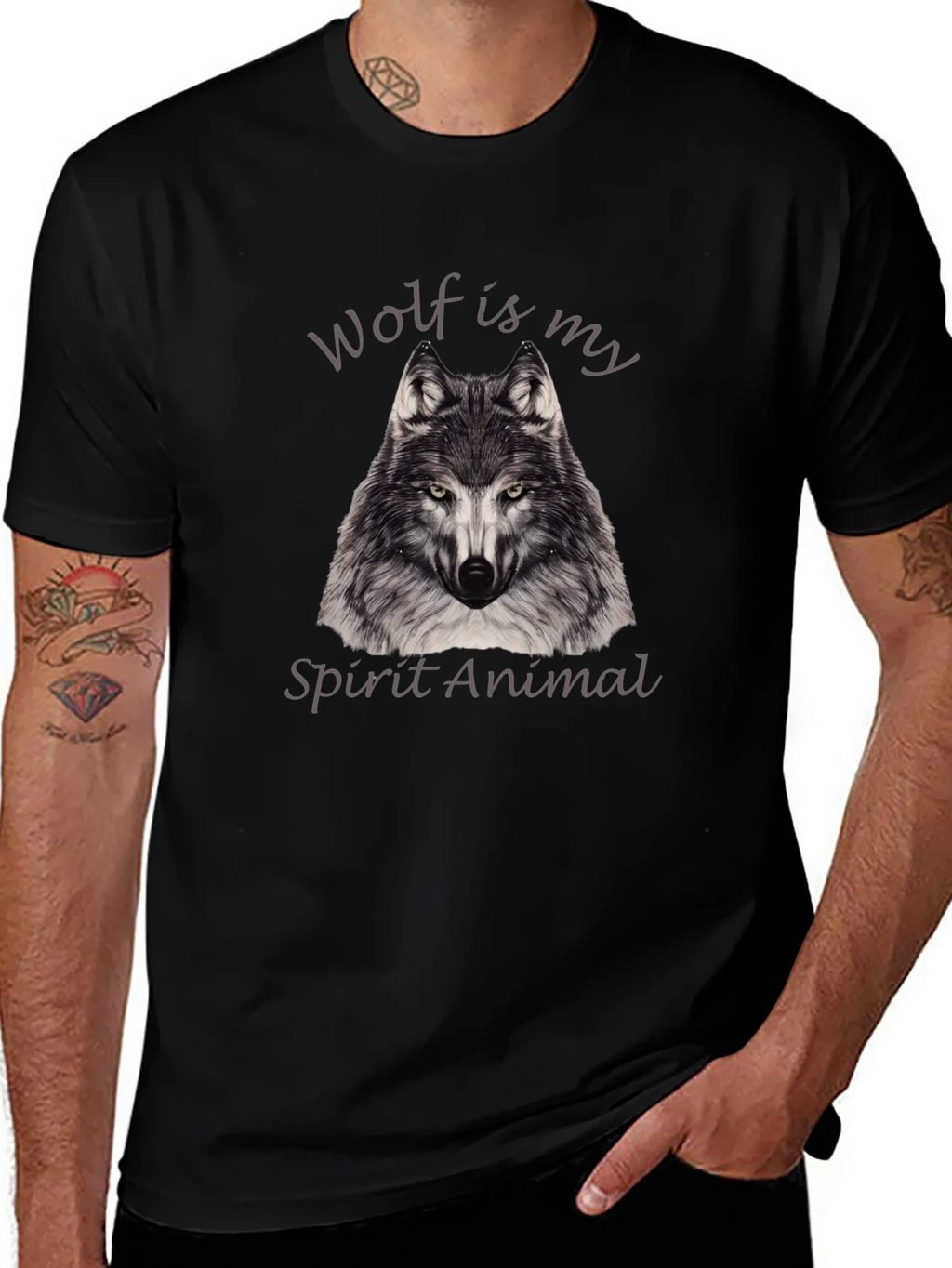 Wolf Spirit Animal Graphic Tee - Black product image 1