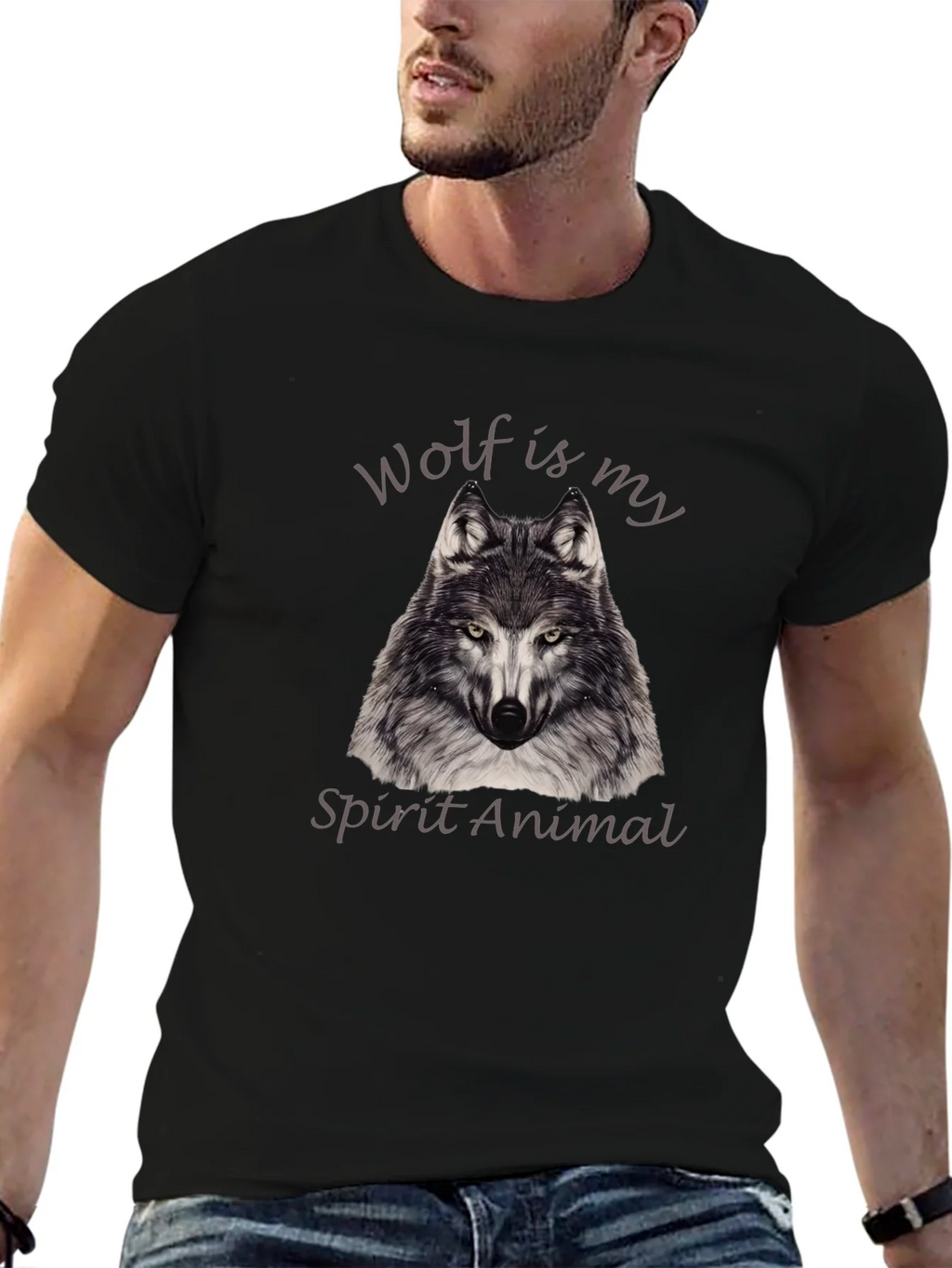 Wolf Spirit Animal Graphic Tee - Black product image 6