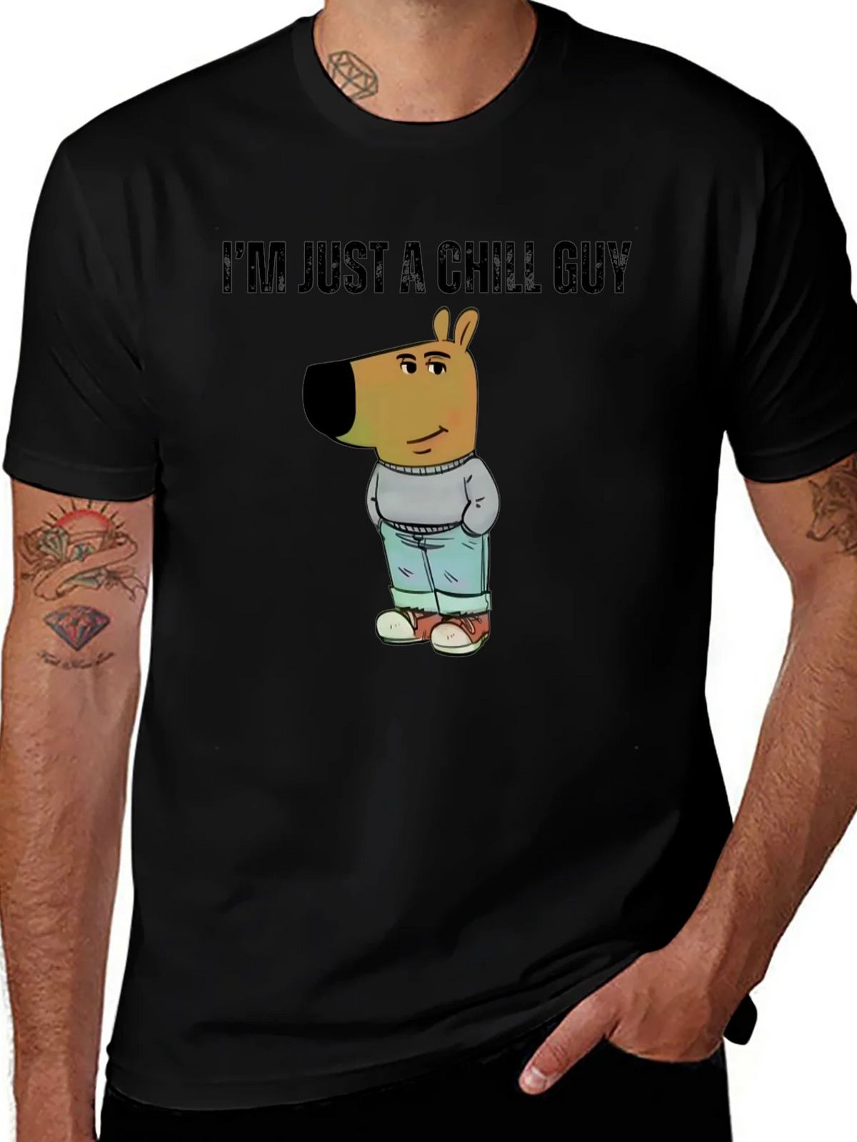 Chill Guy Cartoon Dog T-Shirt product image 1