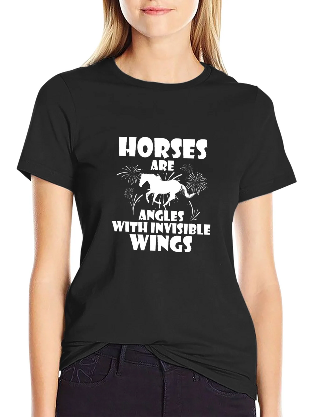 Horses Are Angles With Invisible Wings Black T-Shirt product image 2