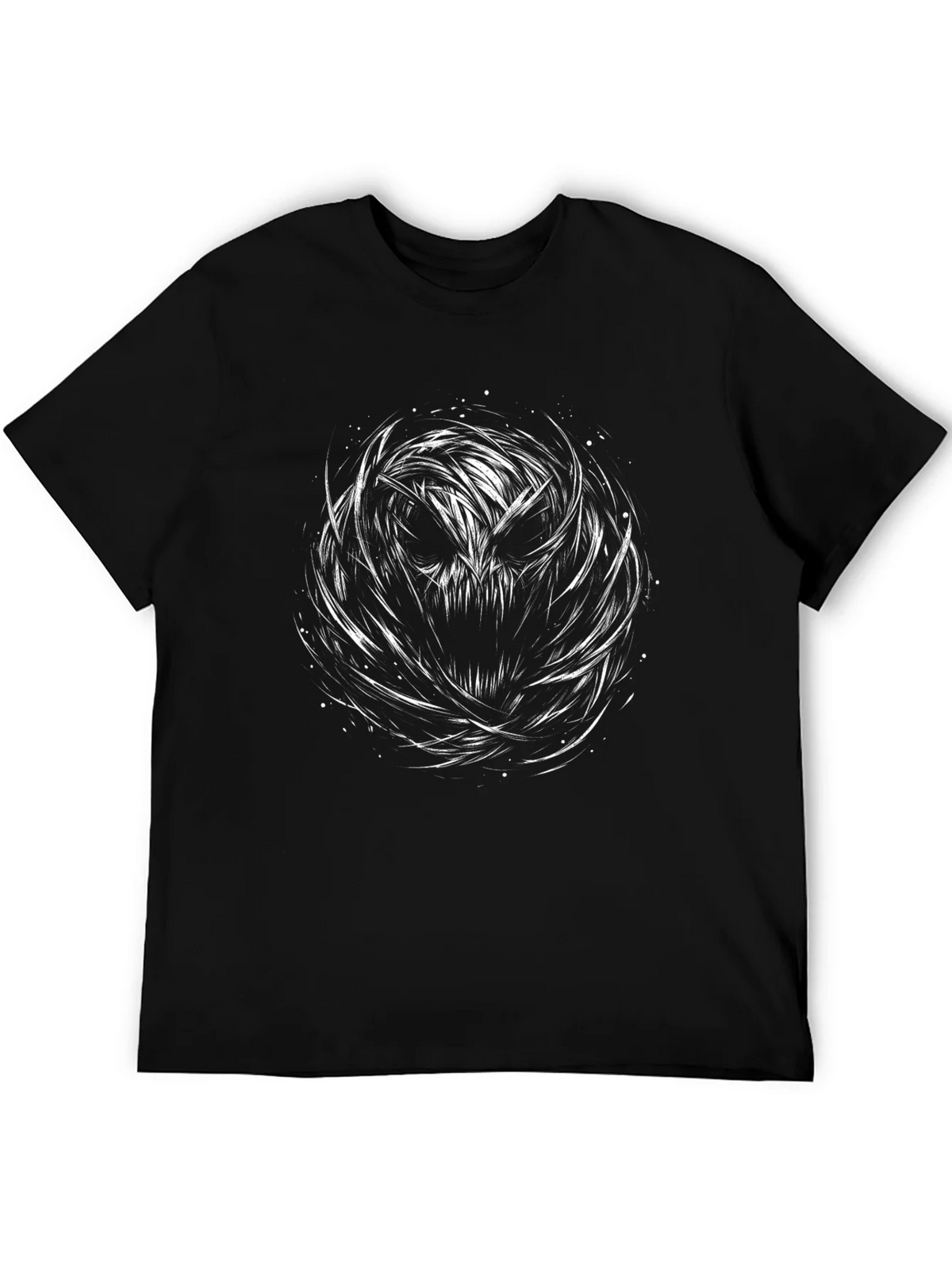 Mens Black T-Shirt with Abstract Skull Design product image 5