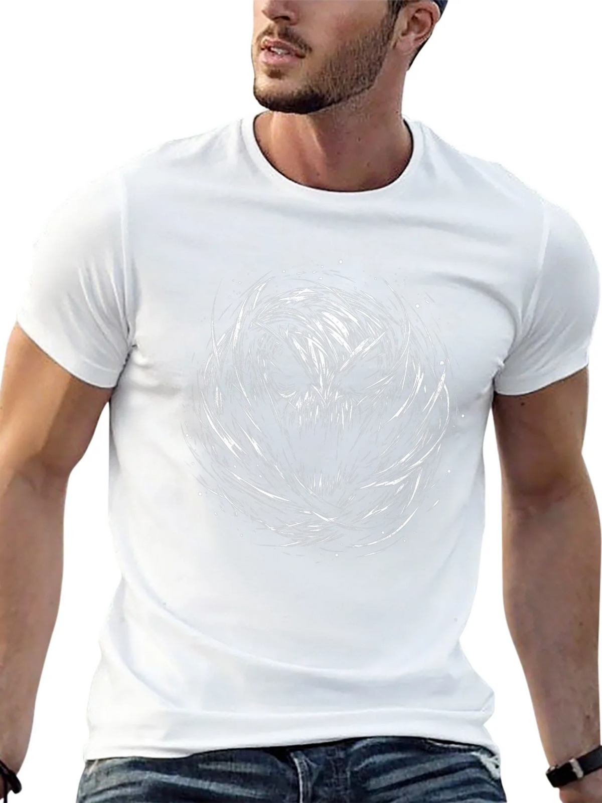 Mens Black T-Shirt with Abstract Skull Design product image 12