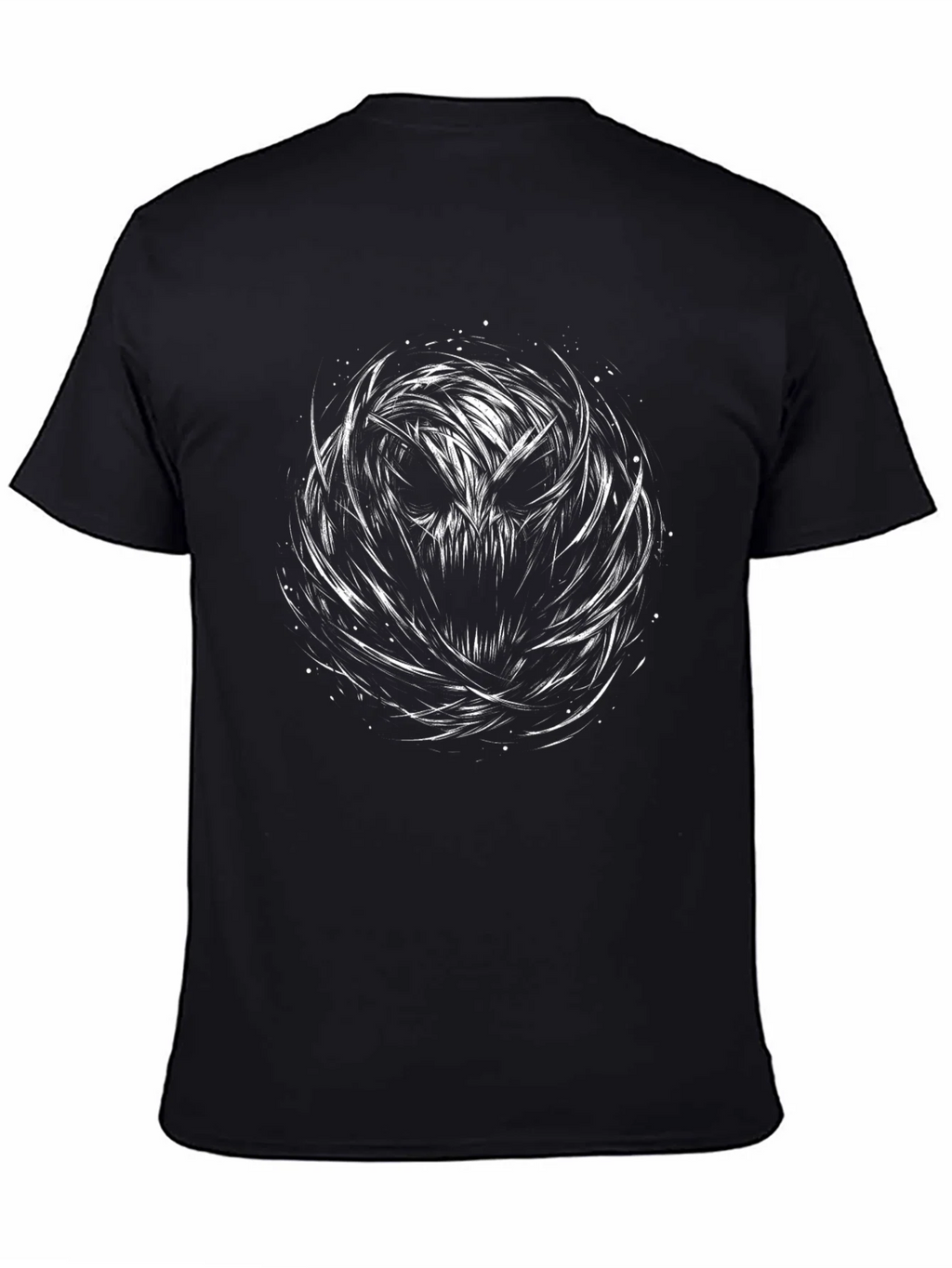 Mens Black T-Shirt with Abstract Skull Design product image 4
