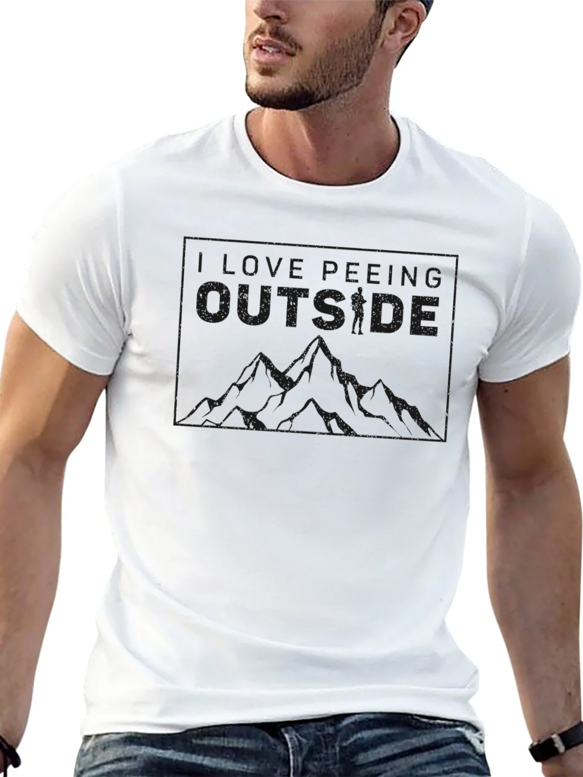 Mens Black T-Shirt - I Love Peeing Outside Graphic product image 12